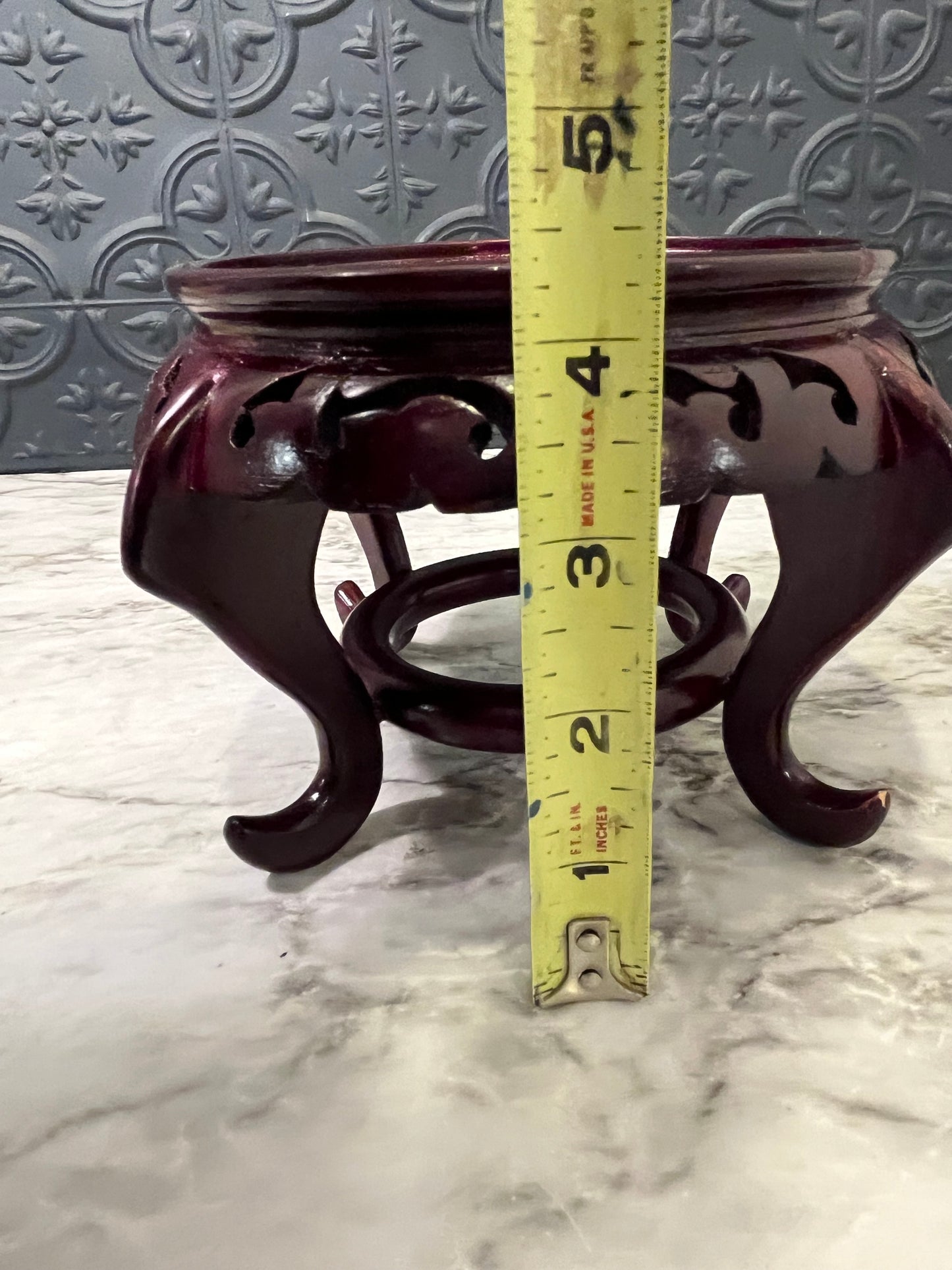 Chinese Red Wood Display Pedestal 4.75"