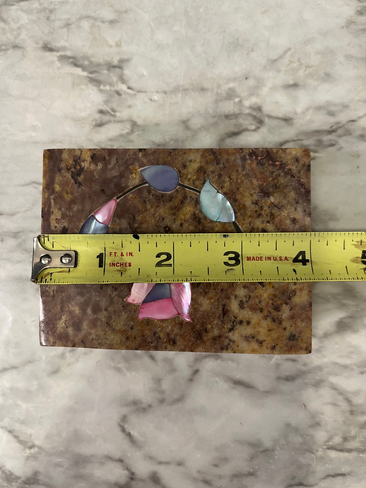 Stone Trinket box with pink flower