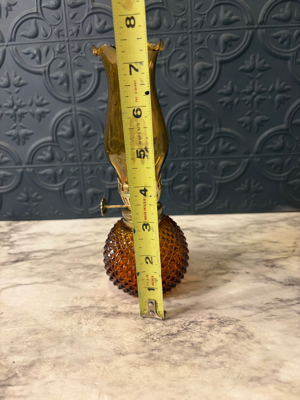 Mini Amber Glass Oil Lamp