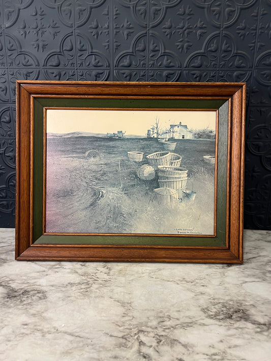 Harvest Print on Board Green Frame