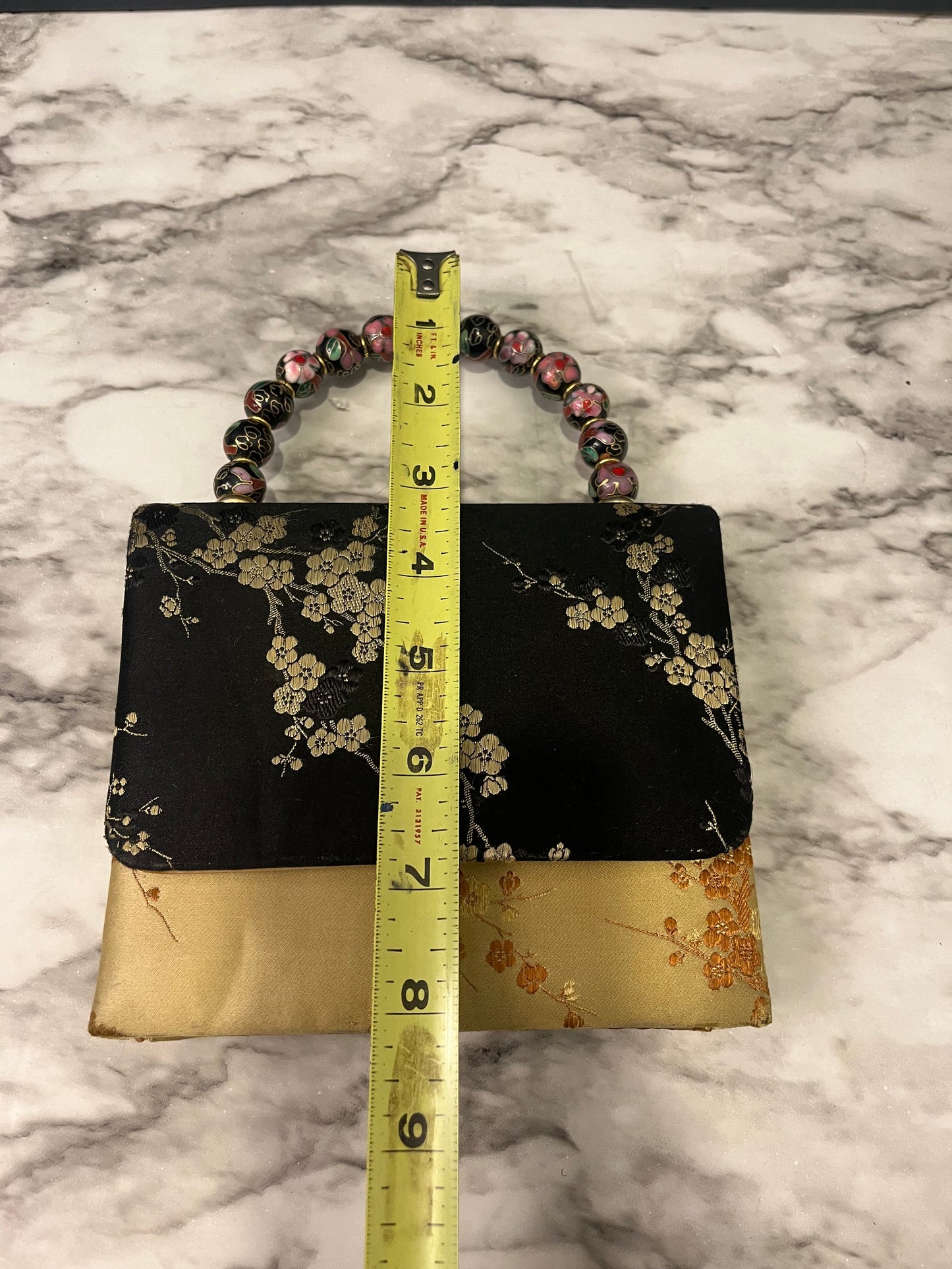 Silk Handbag with Cloisonne Beaded Handle