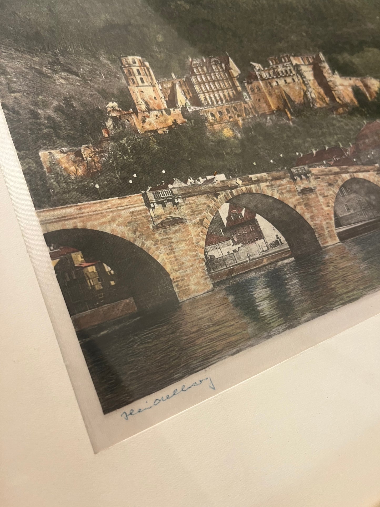 Old Bridge Etching Framed
