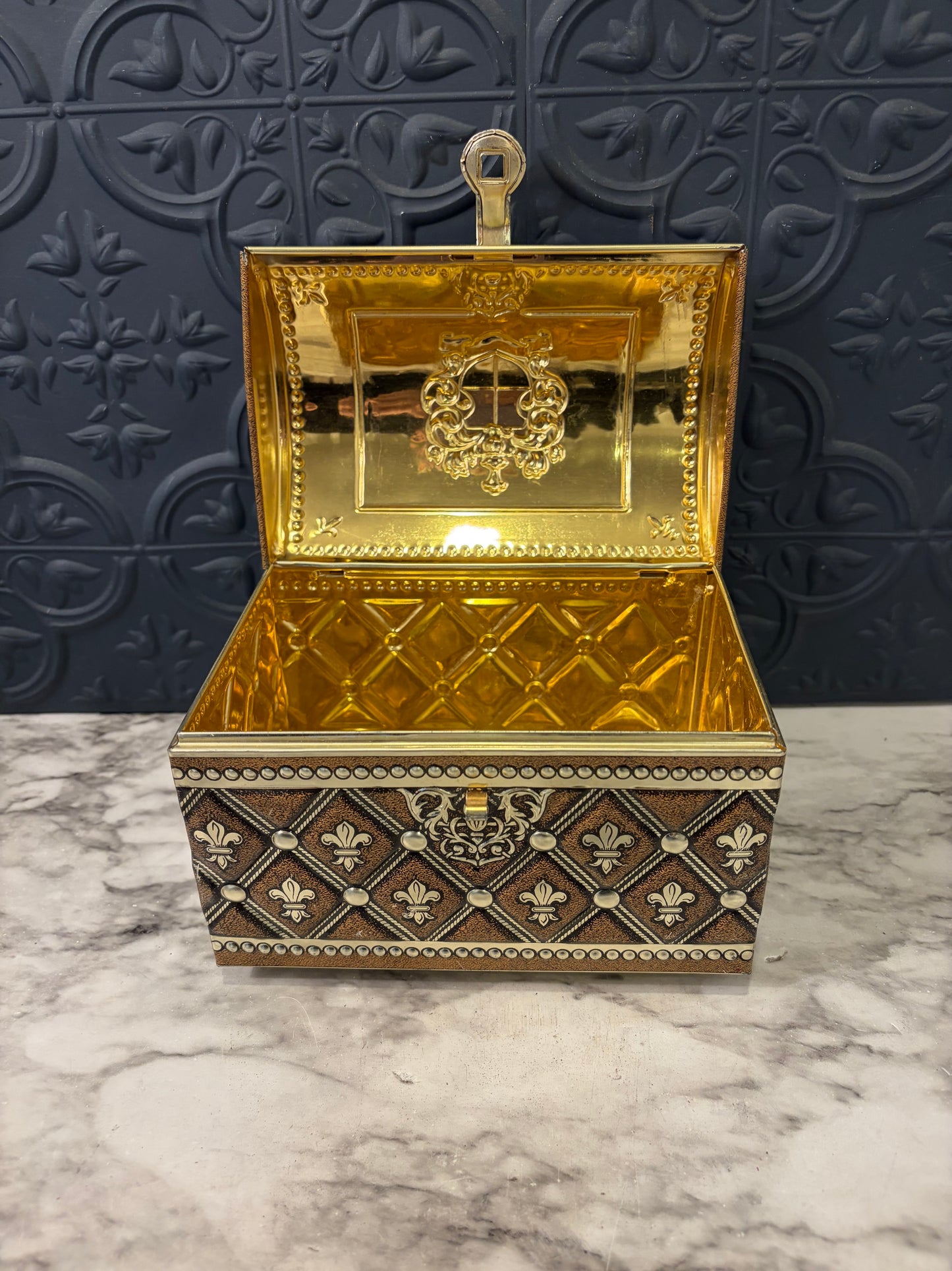 Vintage Tin Treasure Chest