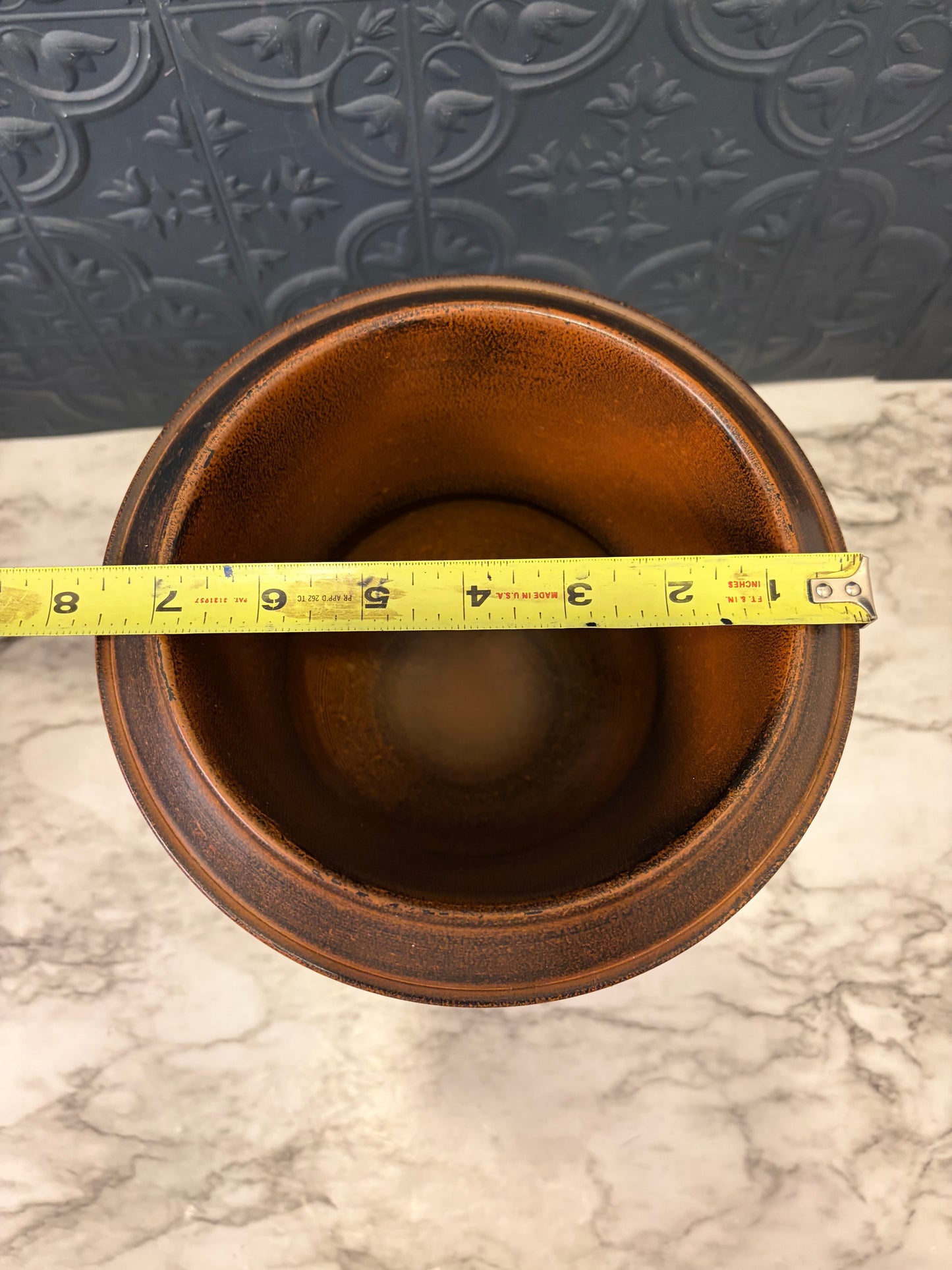 Brown Metal Trophy  Planter 9"