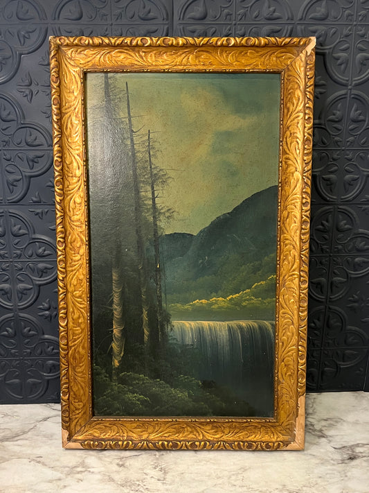 Antique oil Painting of Waterfall