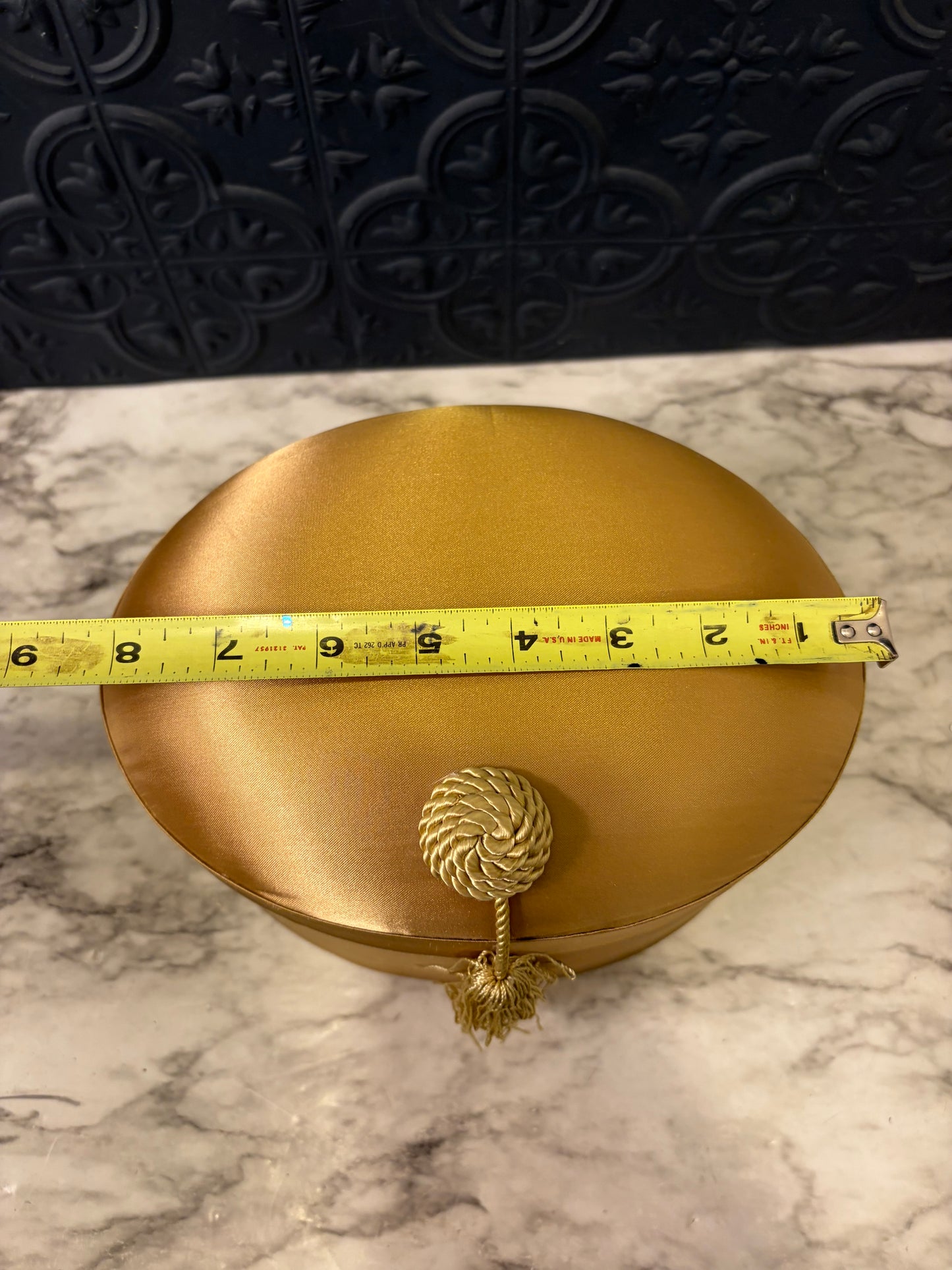 Gold Oval Fabric Box