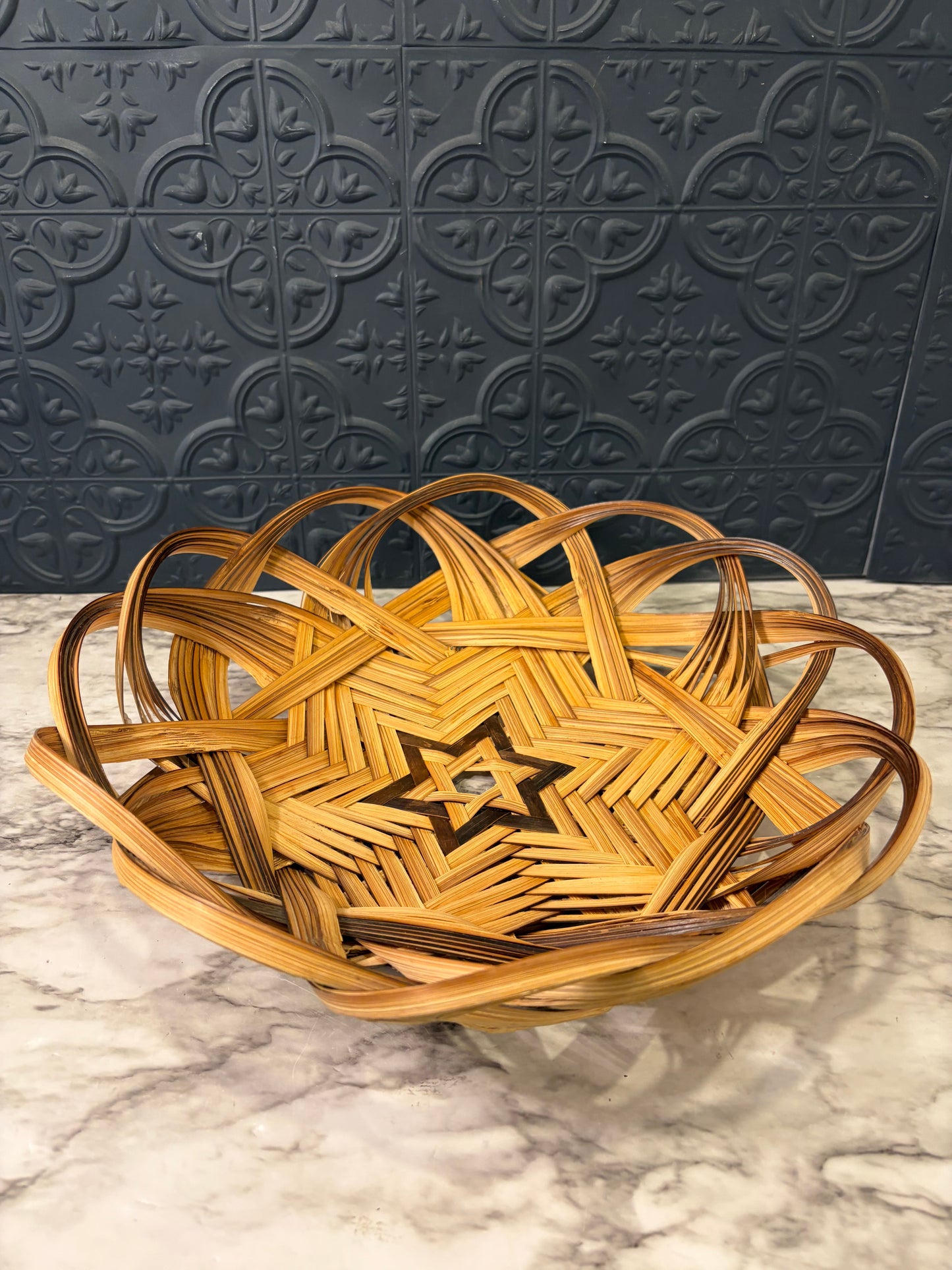 Bamboo Open Weave Basket with Star