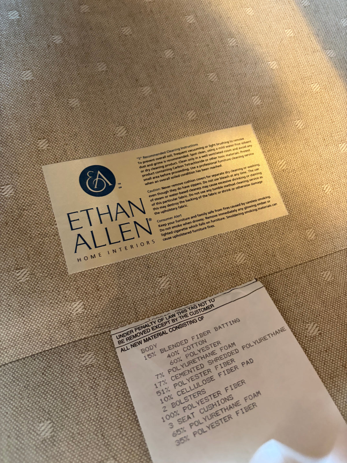 Ethan Allen Beige Sofa