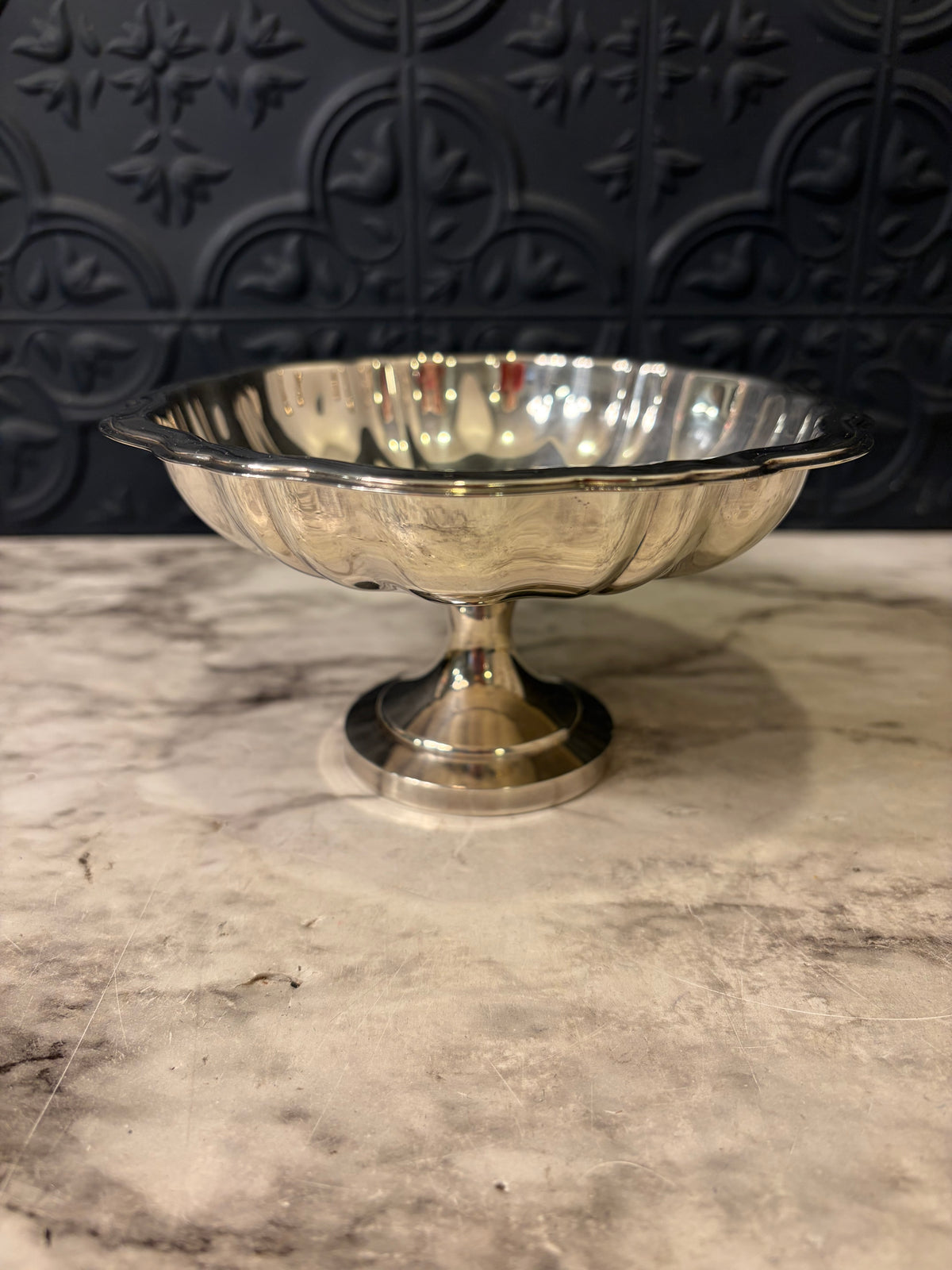 3" Tall Silver plate Pedestal Bowl