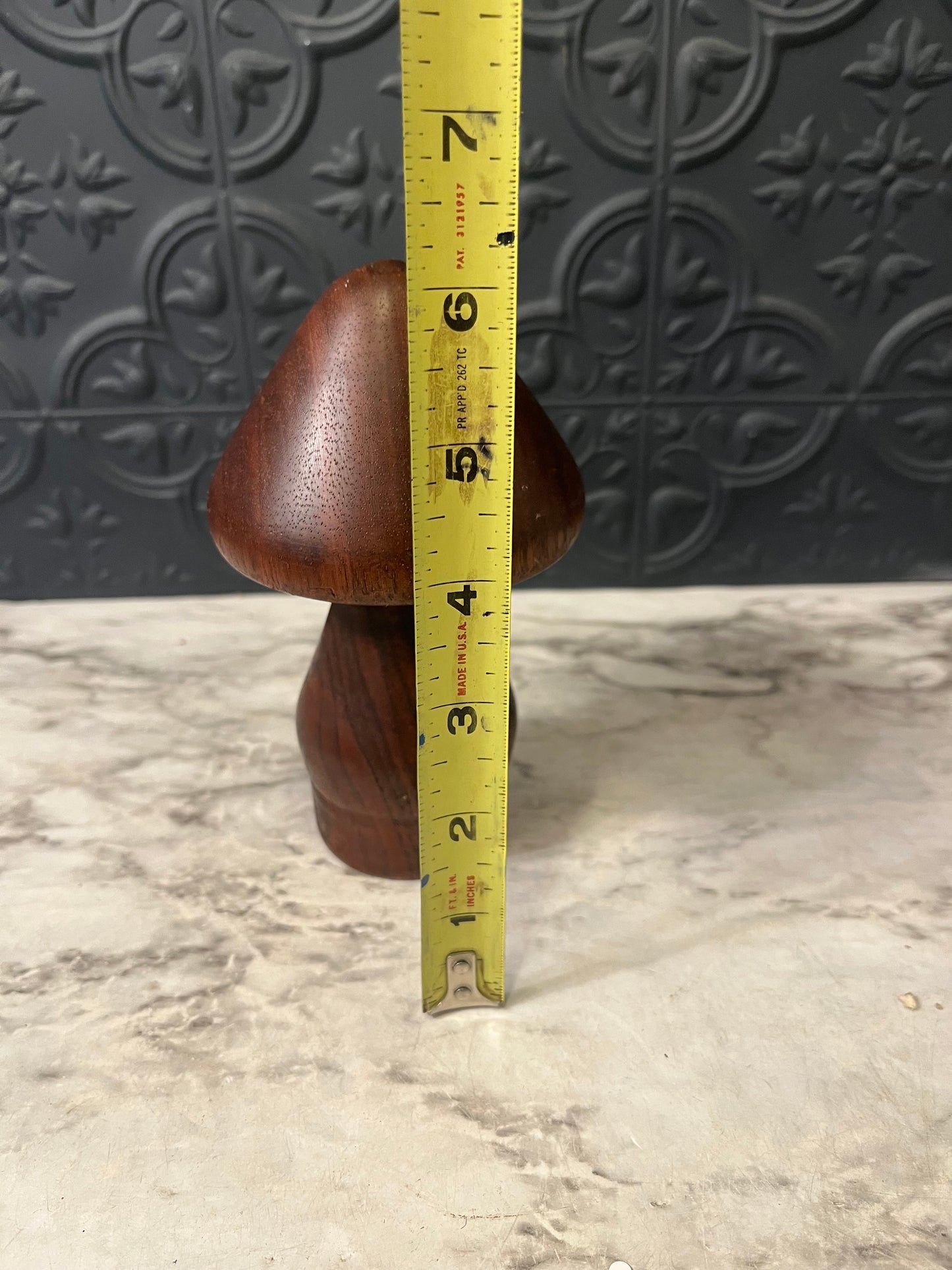 Hand Carved Wooden Mushroom 6"