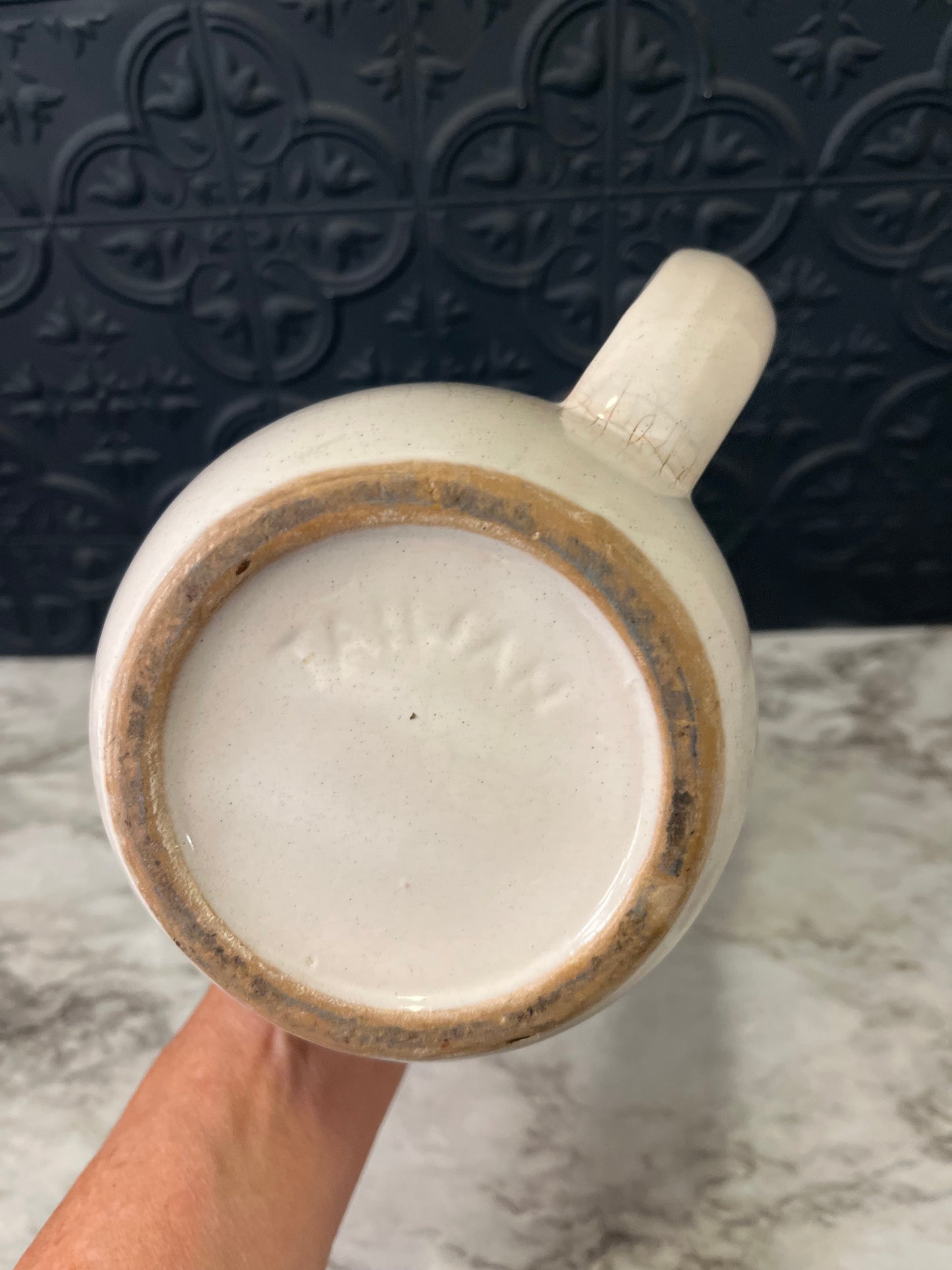 White Stone Pitcher with Brown Rim Taiwan