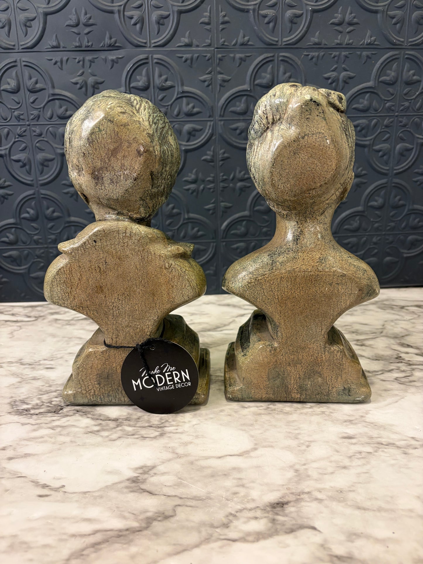 Alexander Backer Boy and Girl Bookends AS IS