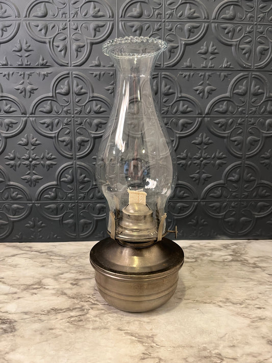 Vintage Oil Lamp with Metal Base