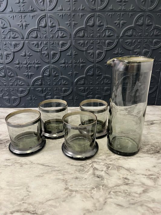 Silver Rim Drink Set x 5