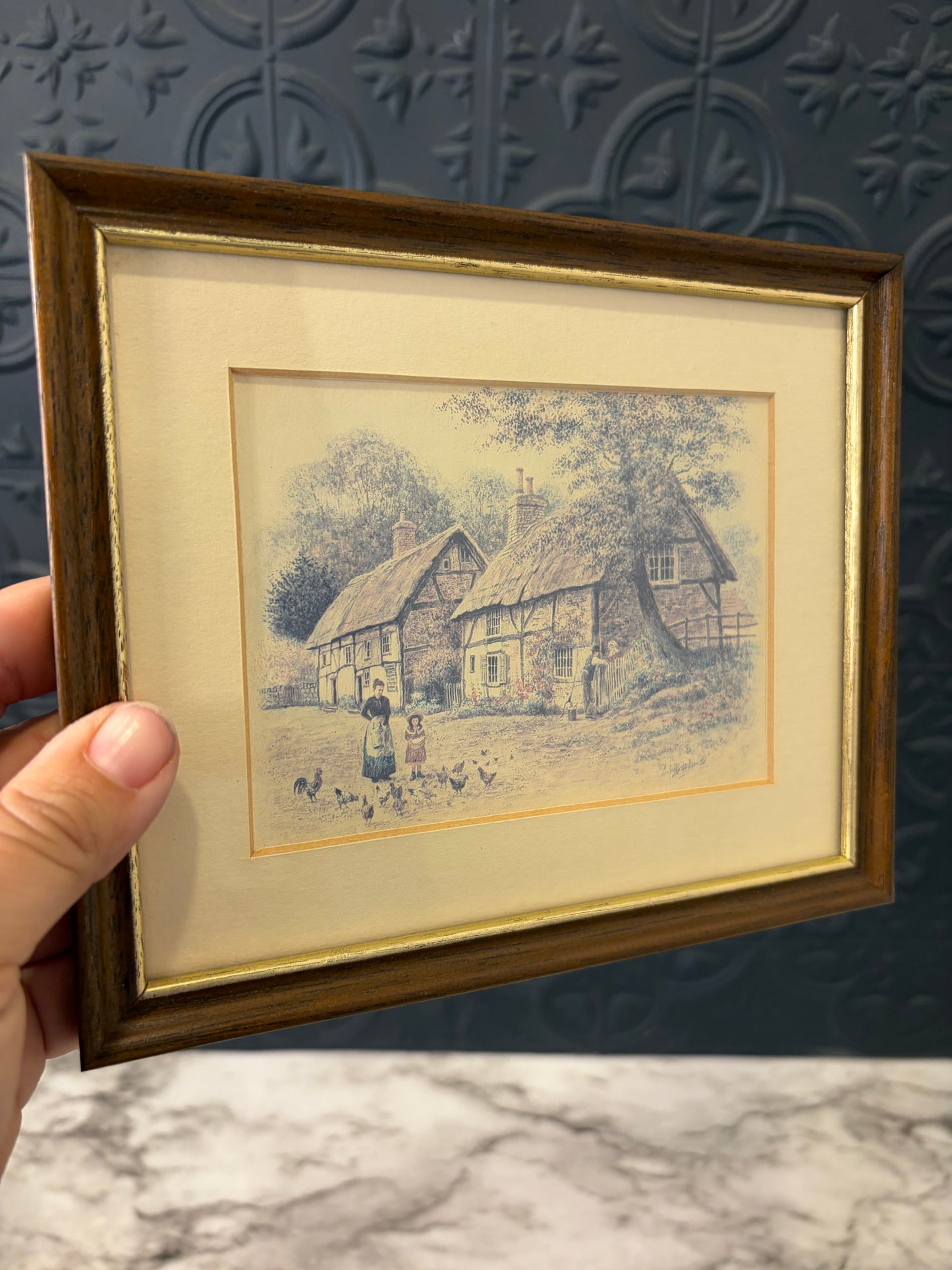 Print of Gals Feeding Chickens