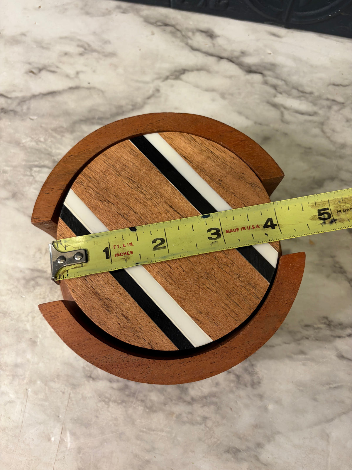 Set of 4 Wood Coasters with Inlay