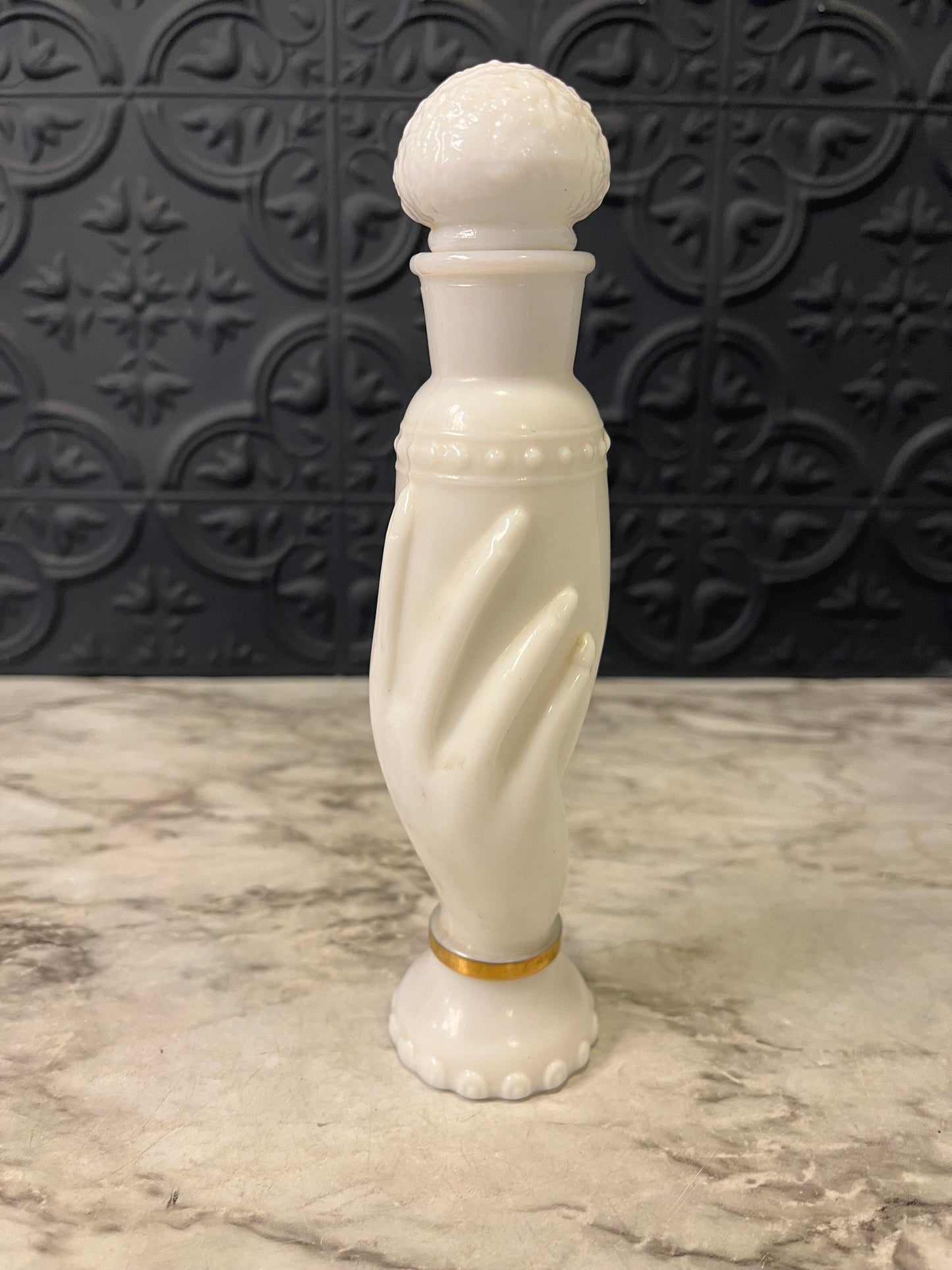 Avon Milk Glass Hand Perfume Bottle