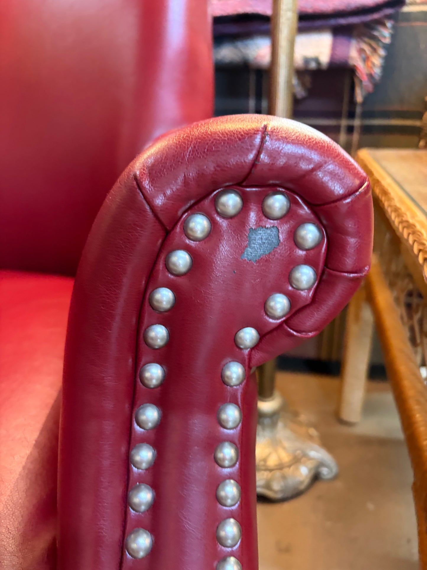 Red Wingback Chair Fake Leather
