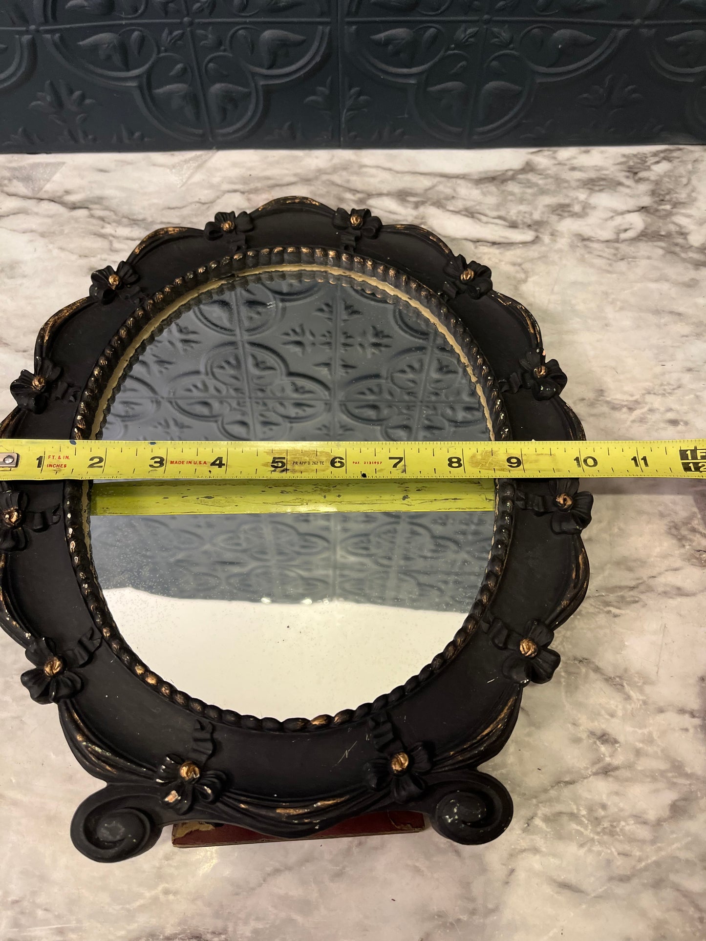Painted Black Tabletop Mirror