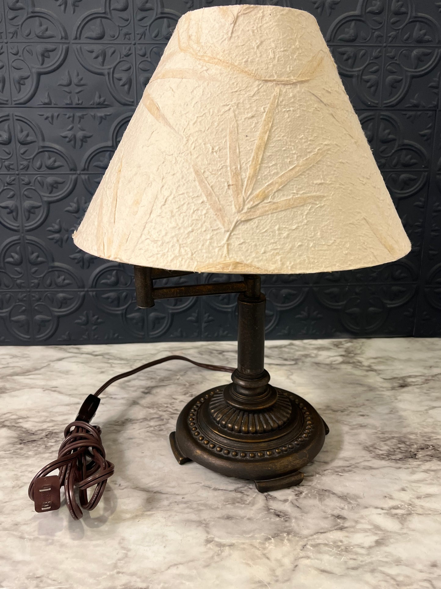 Swinging Arm Lamp with Paper Mache Shade