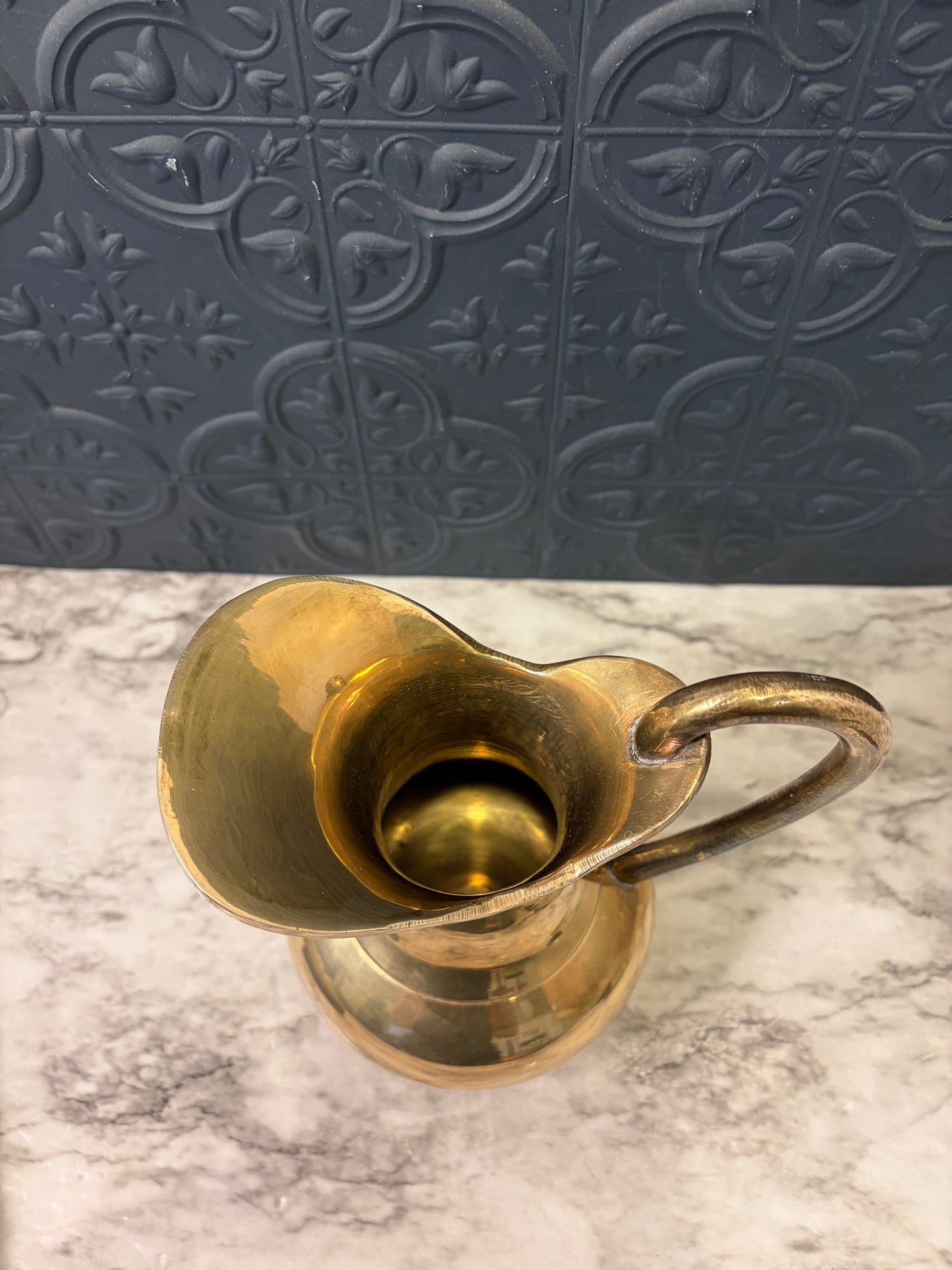8" Brass Pitcher with Forged Handle