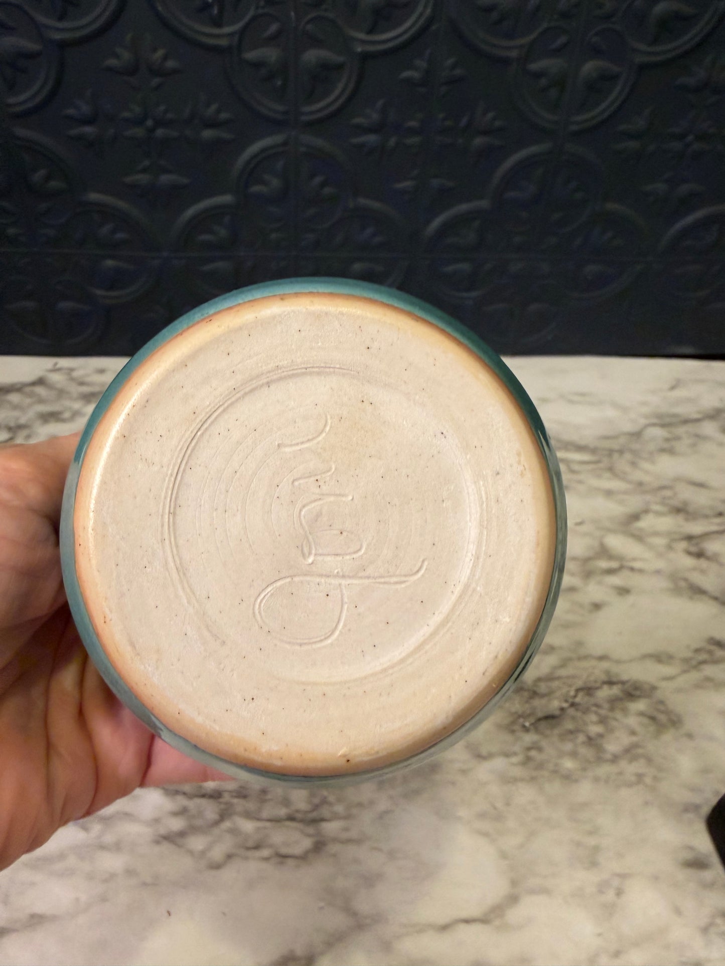 Small Teal Pottery Votive Holder
