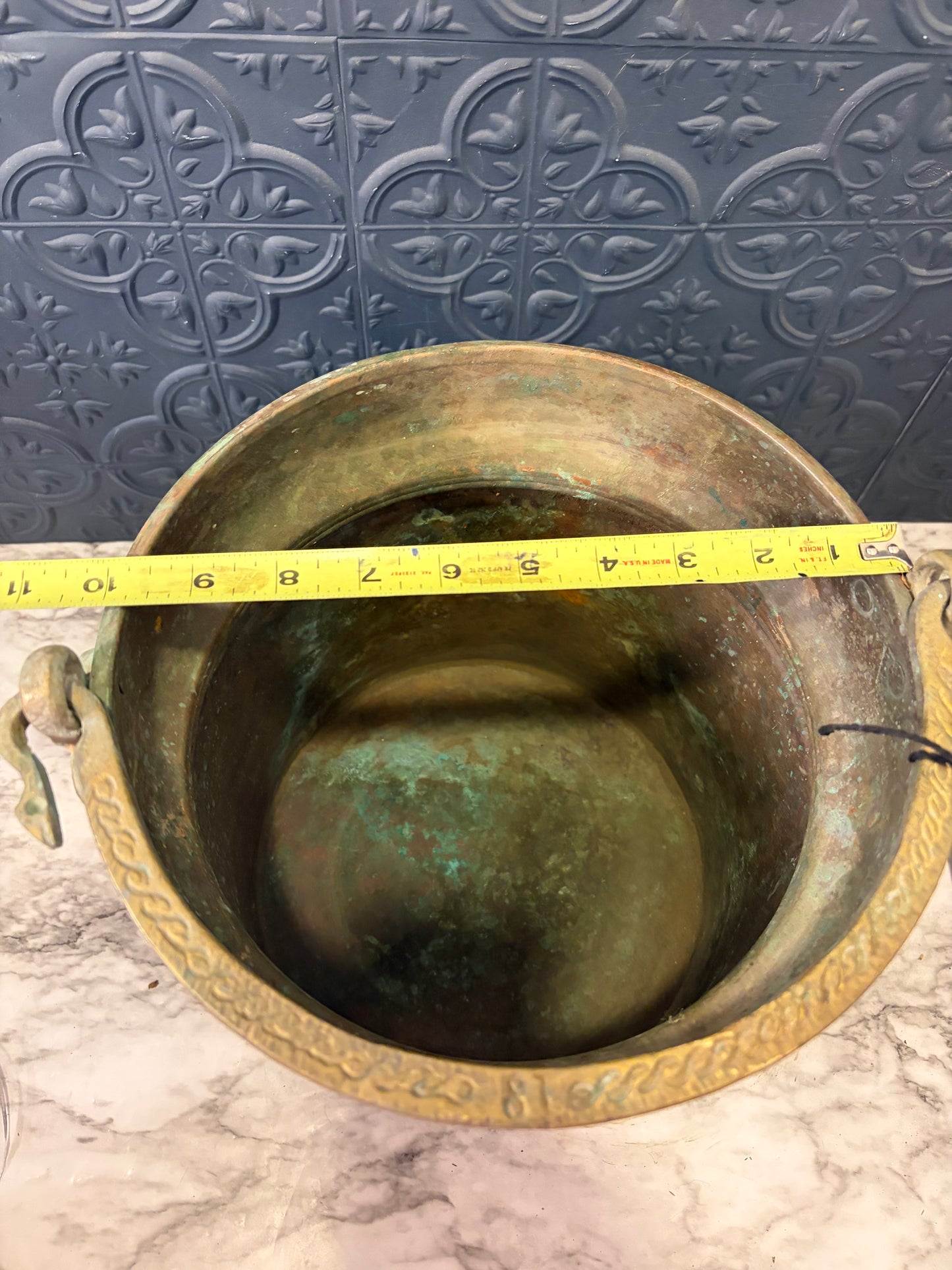 Copper Pail with Brass Handle 10"