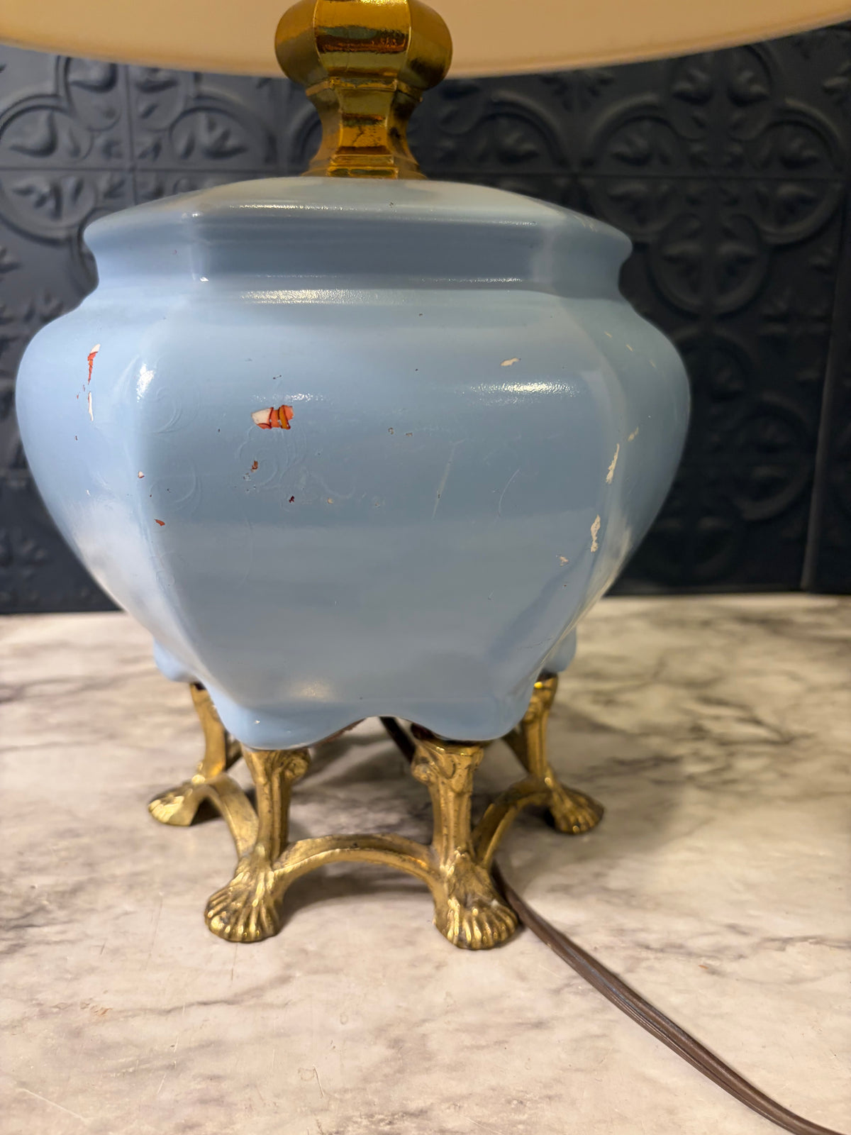 Asian Style Table Lamp Painted Blue