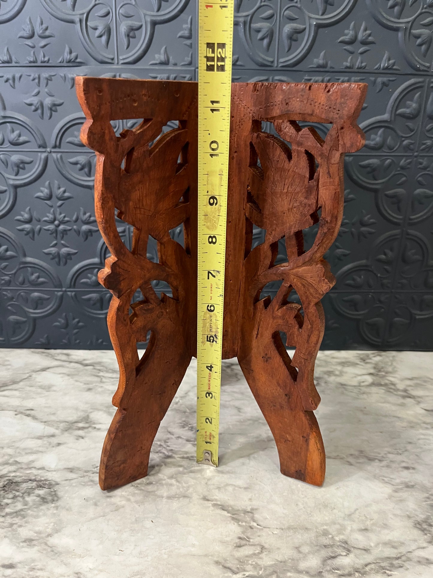Tripod Wood Carved Plant Stand