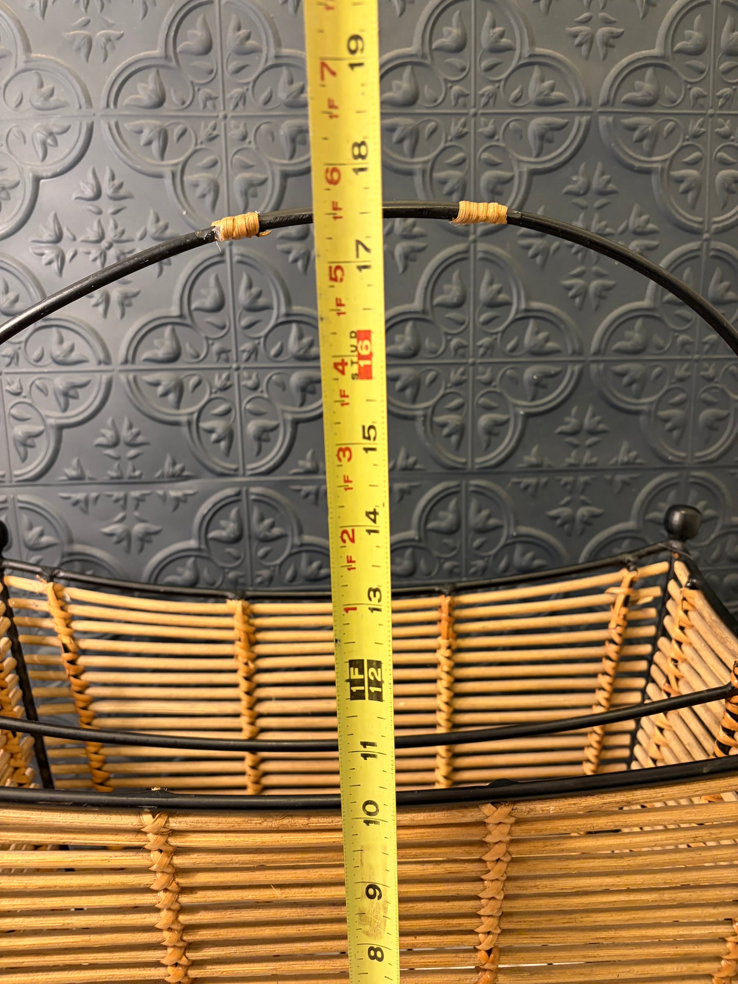 Bamboo and Wrought Iron Magazine Rack