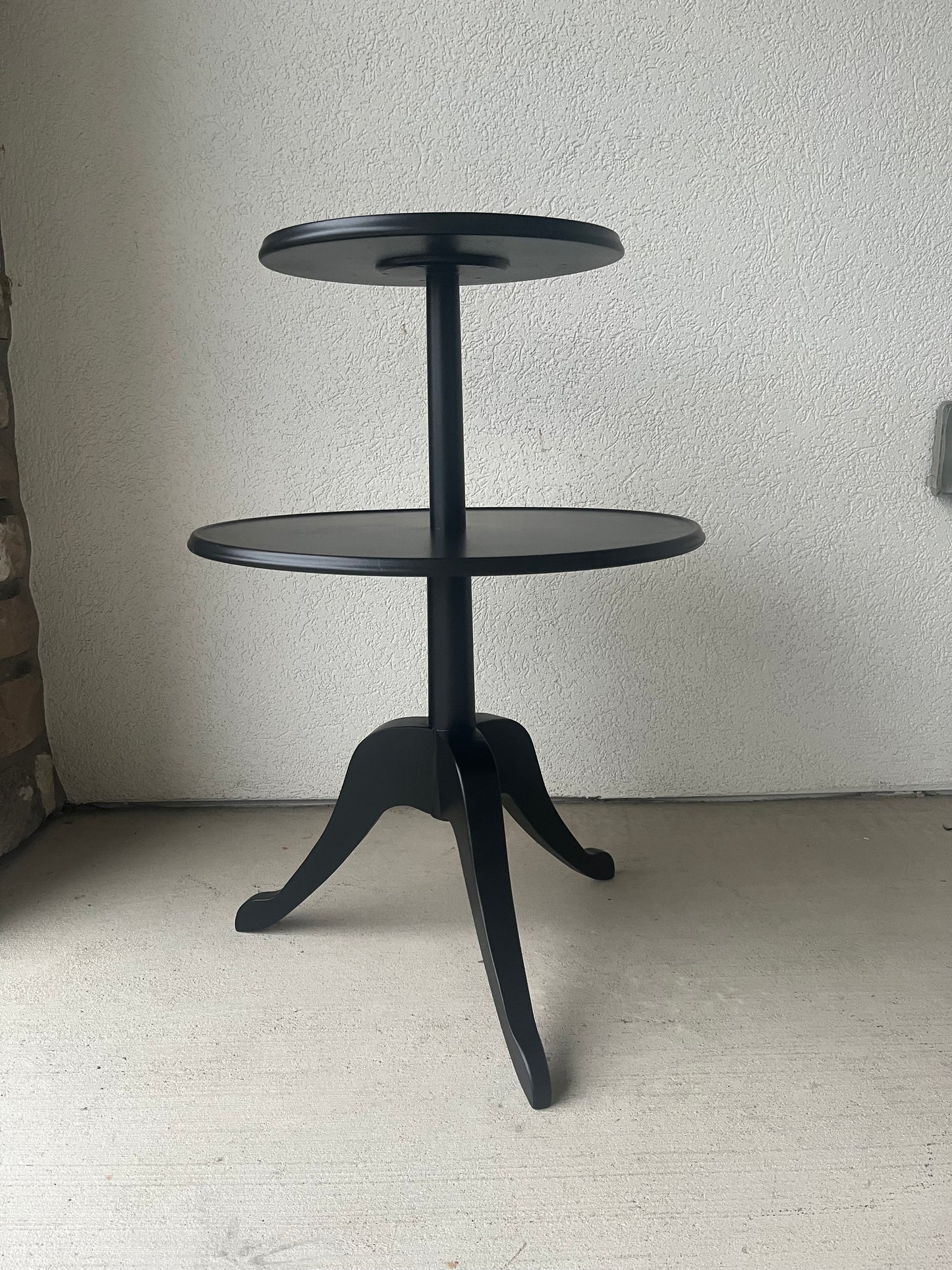 two Tier Pie Table Painted Black