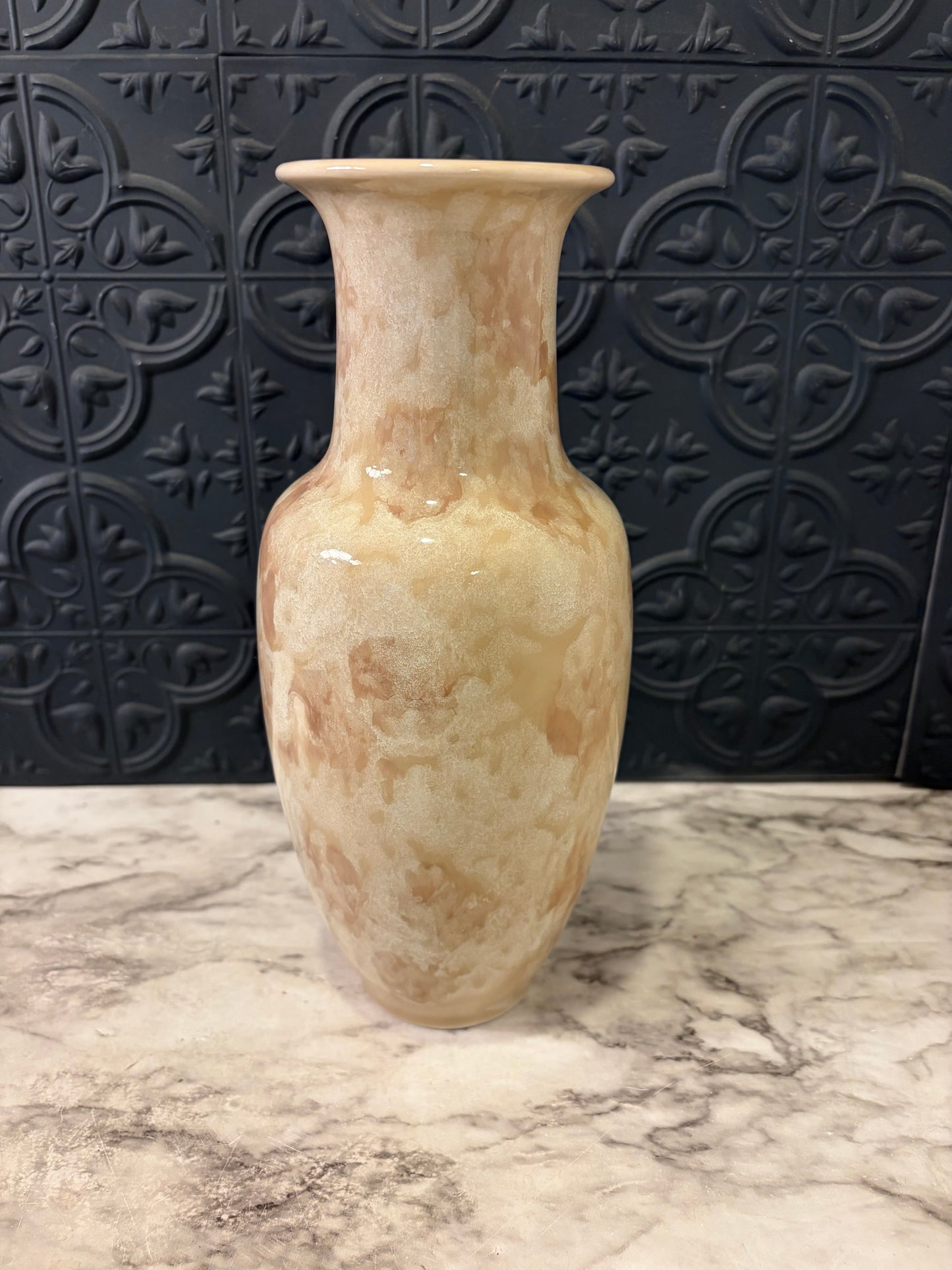 Glazed Travertine Look Vase Made in Japan