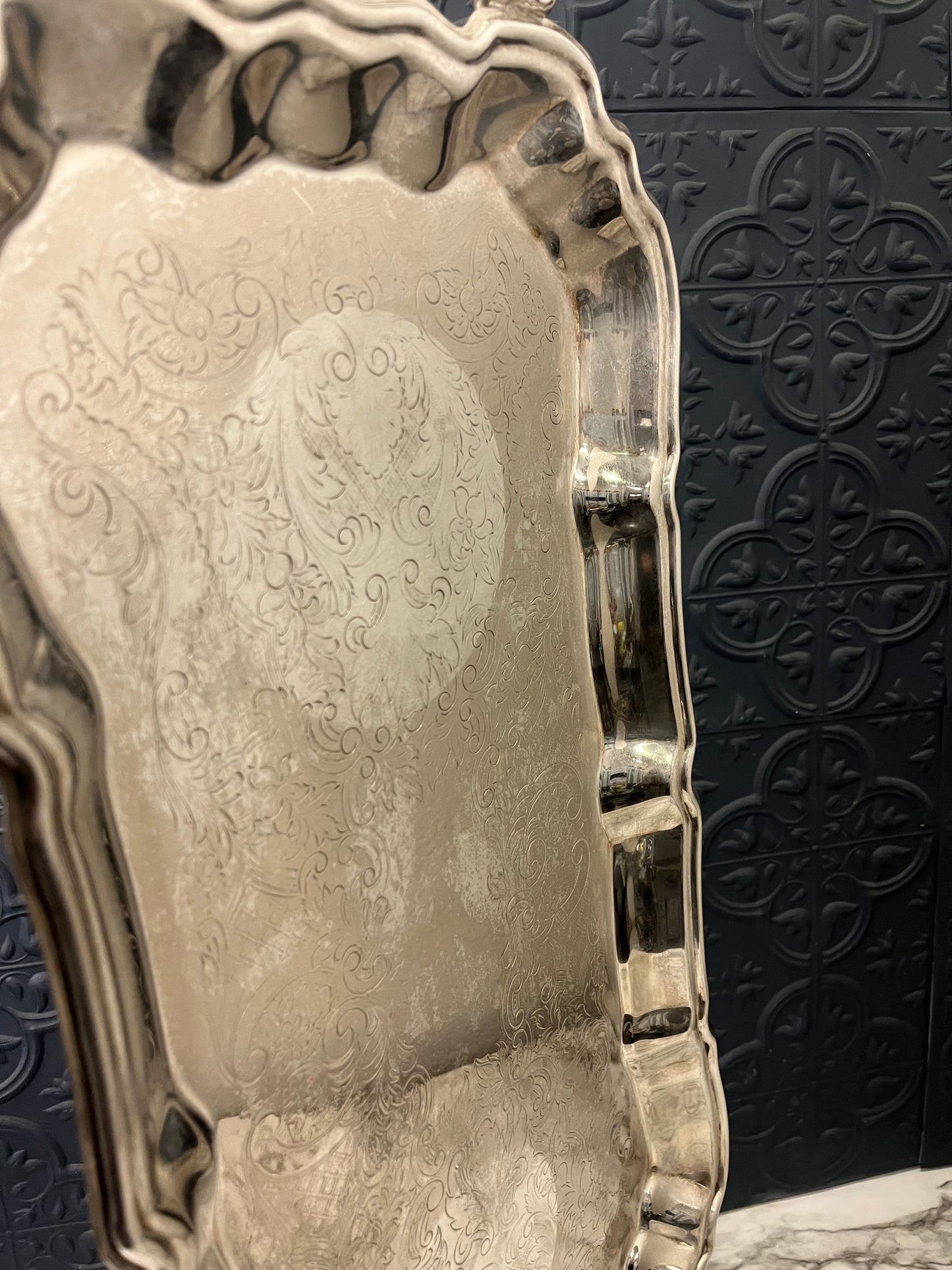 Leonard Silver Silver Plate Handled Rectangle Tray