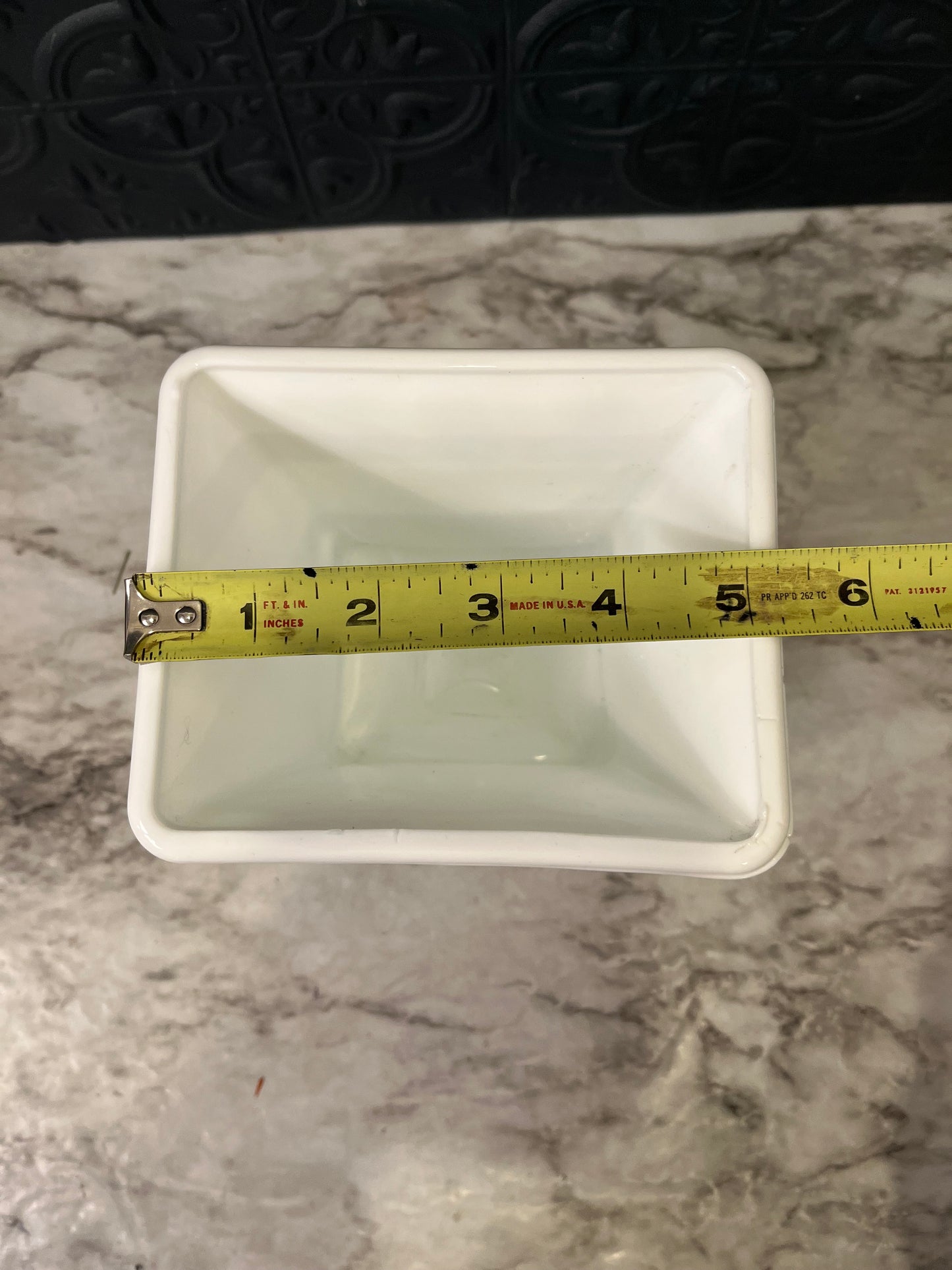 White Milk Glass Pedestal Planter Square with Rope detail