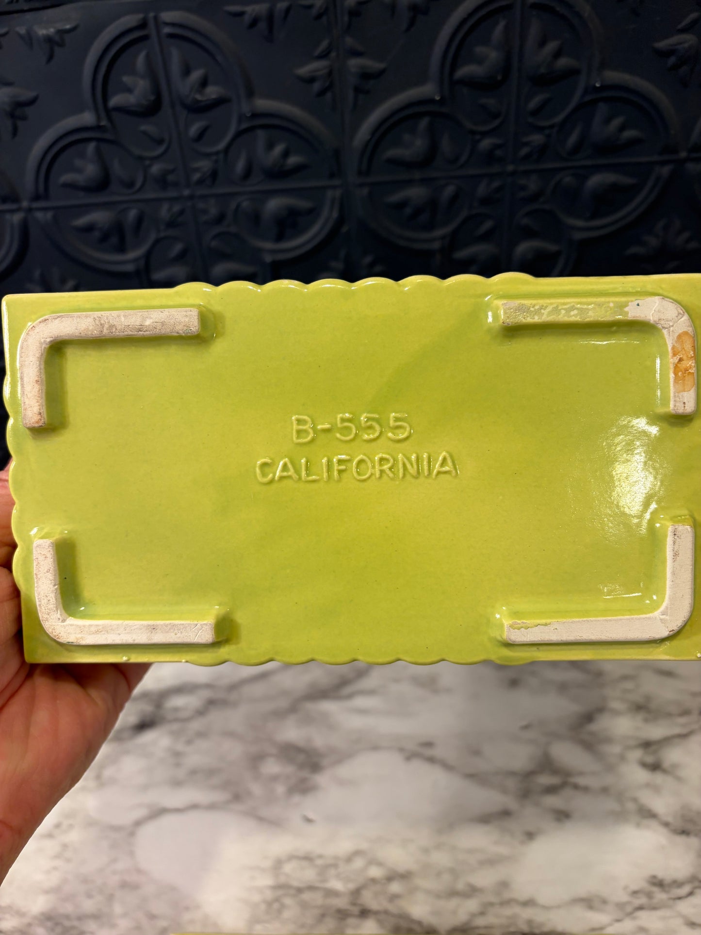 Lime Green California Pottery Box with Lid