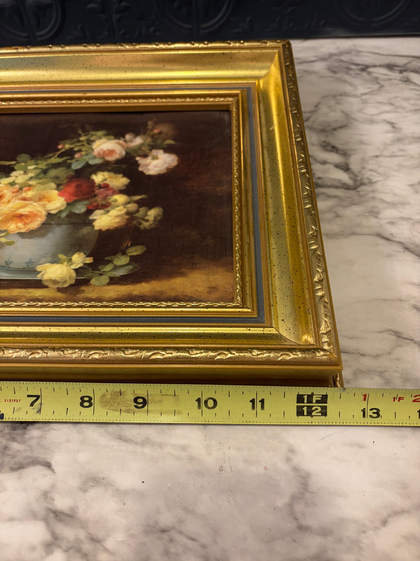 Gold Framed Floral in Blue Pot