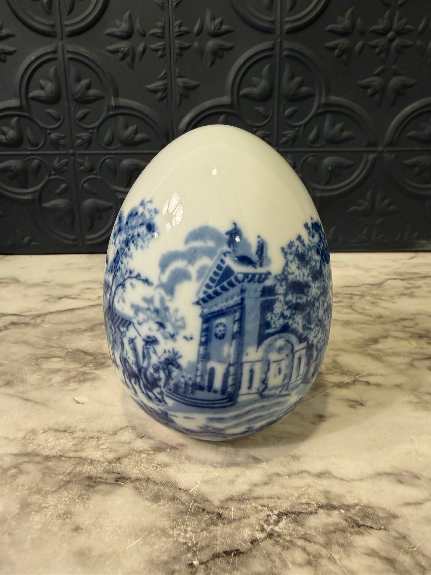 Blue and White Porcelain Egg