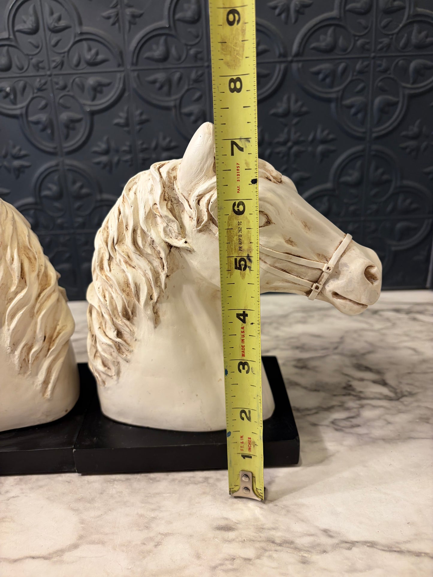 Resin White Horse Head Bookends