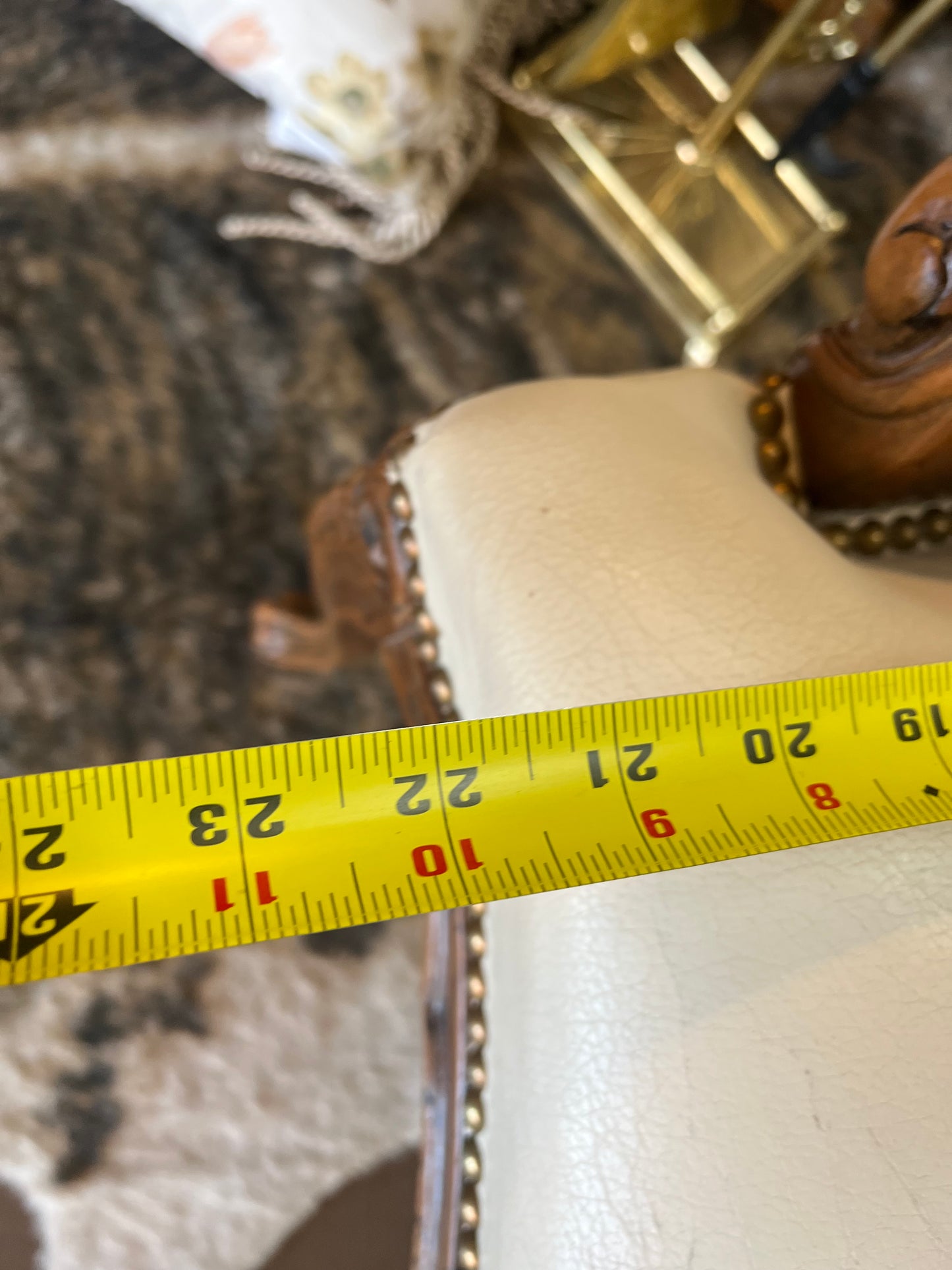 Cream Leather Chateau d'ax French style chair