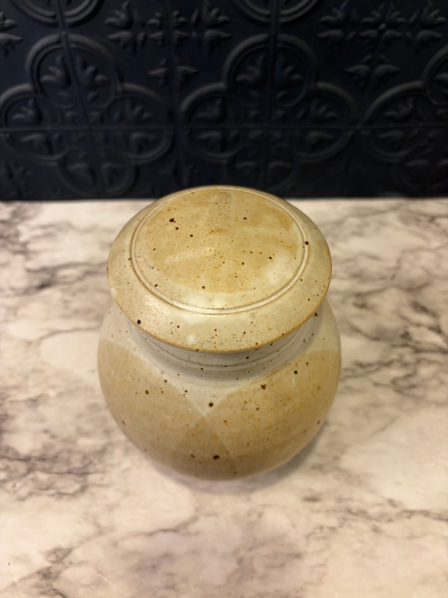 Stoneware Speckled Canister with Lid