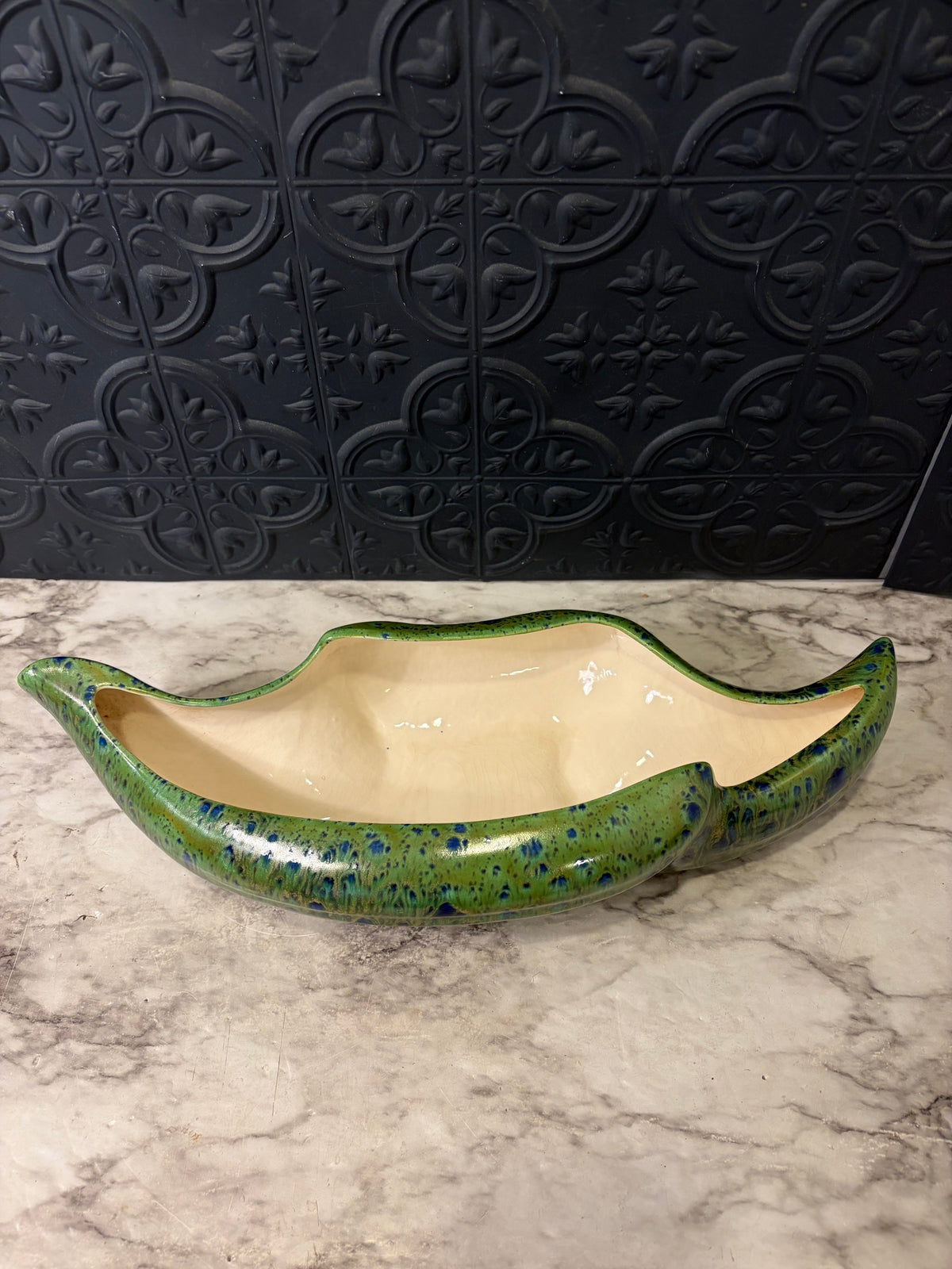Large Mid Century Style Planter Green and Blue