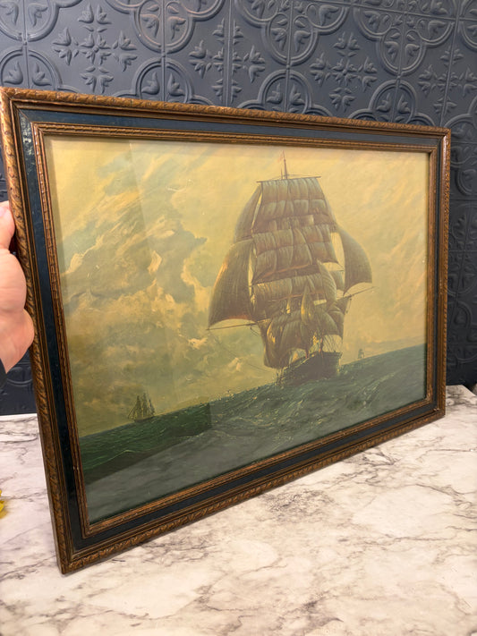 Fox Schooner Ship Print Framed