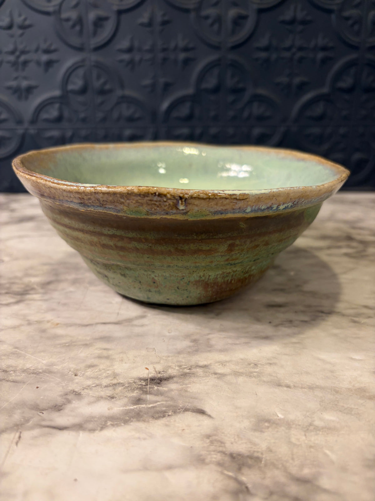 7" Teal and Purple studio pottery bowl
