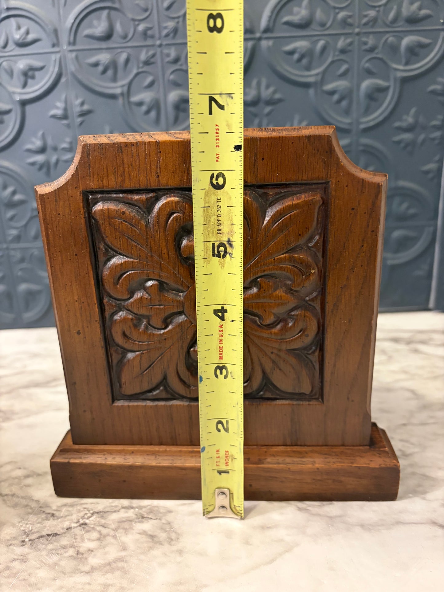 Carved Wood Bookends with Floral Motif