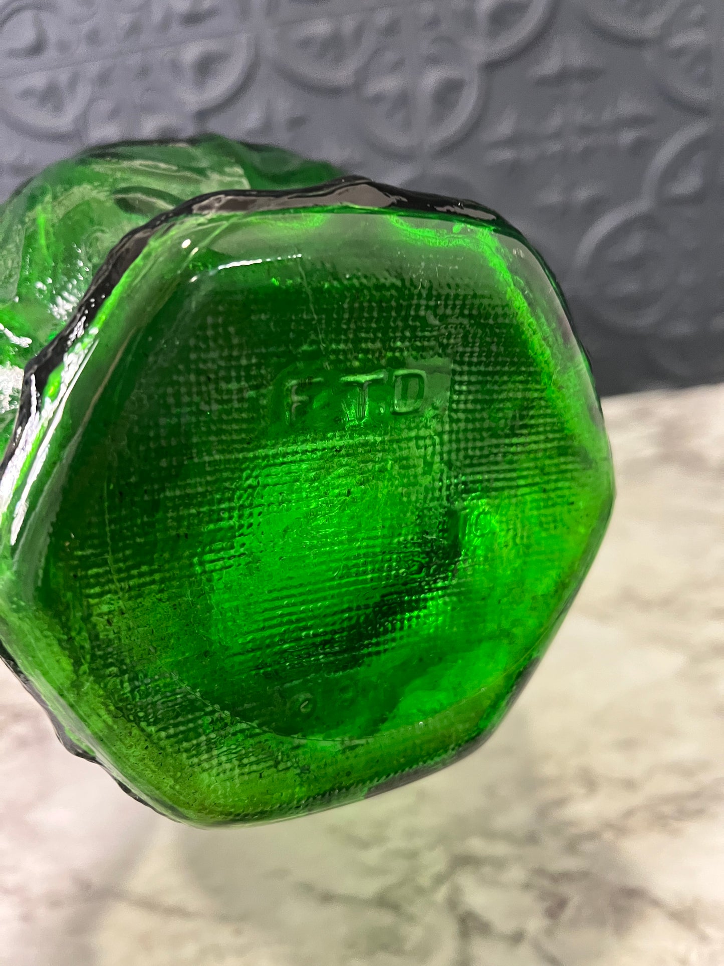 Emerald Green FTD Glass with Ferns