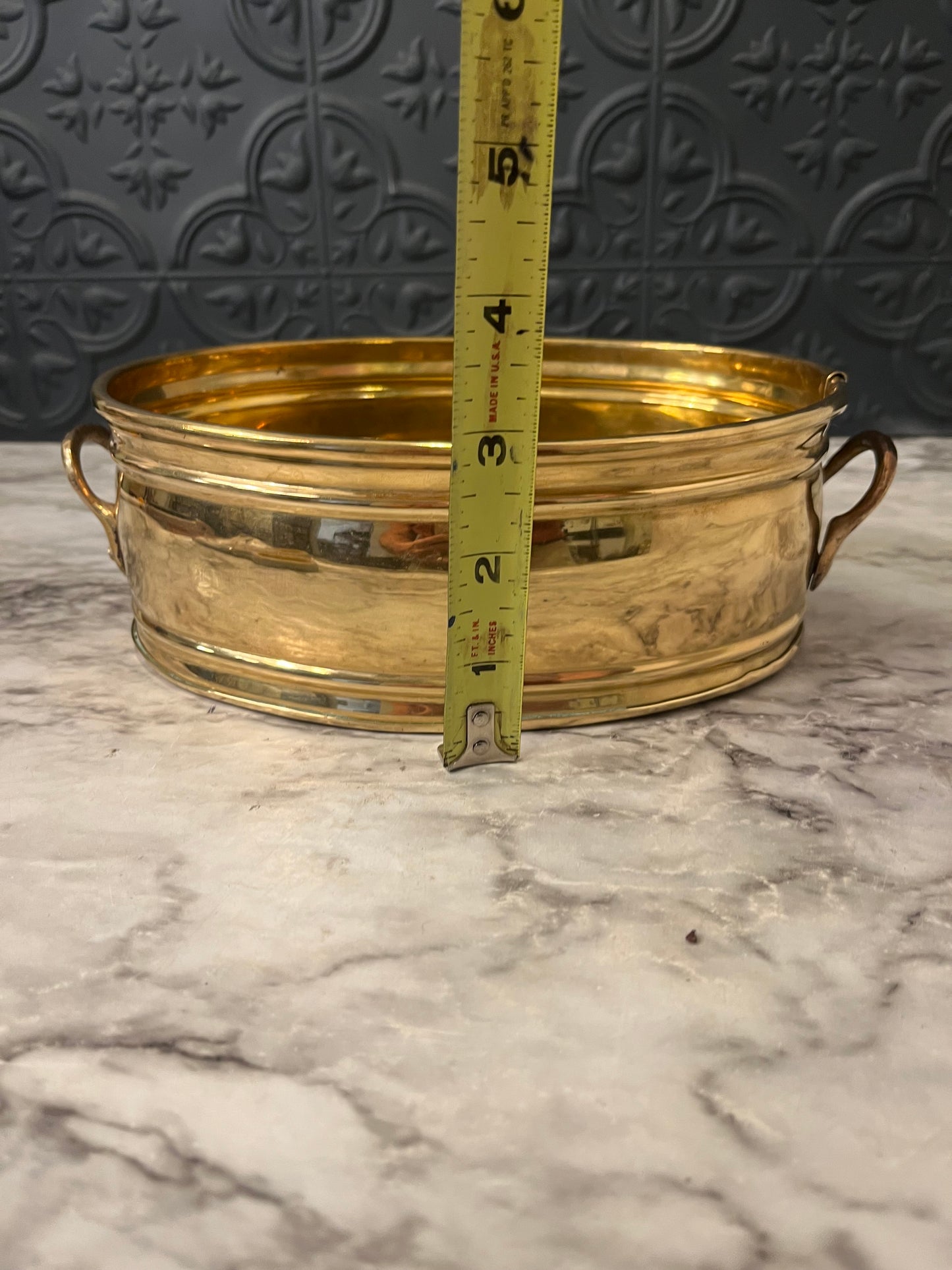 Oval Brass Pot with Handles 8.5