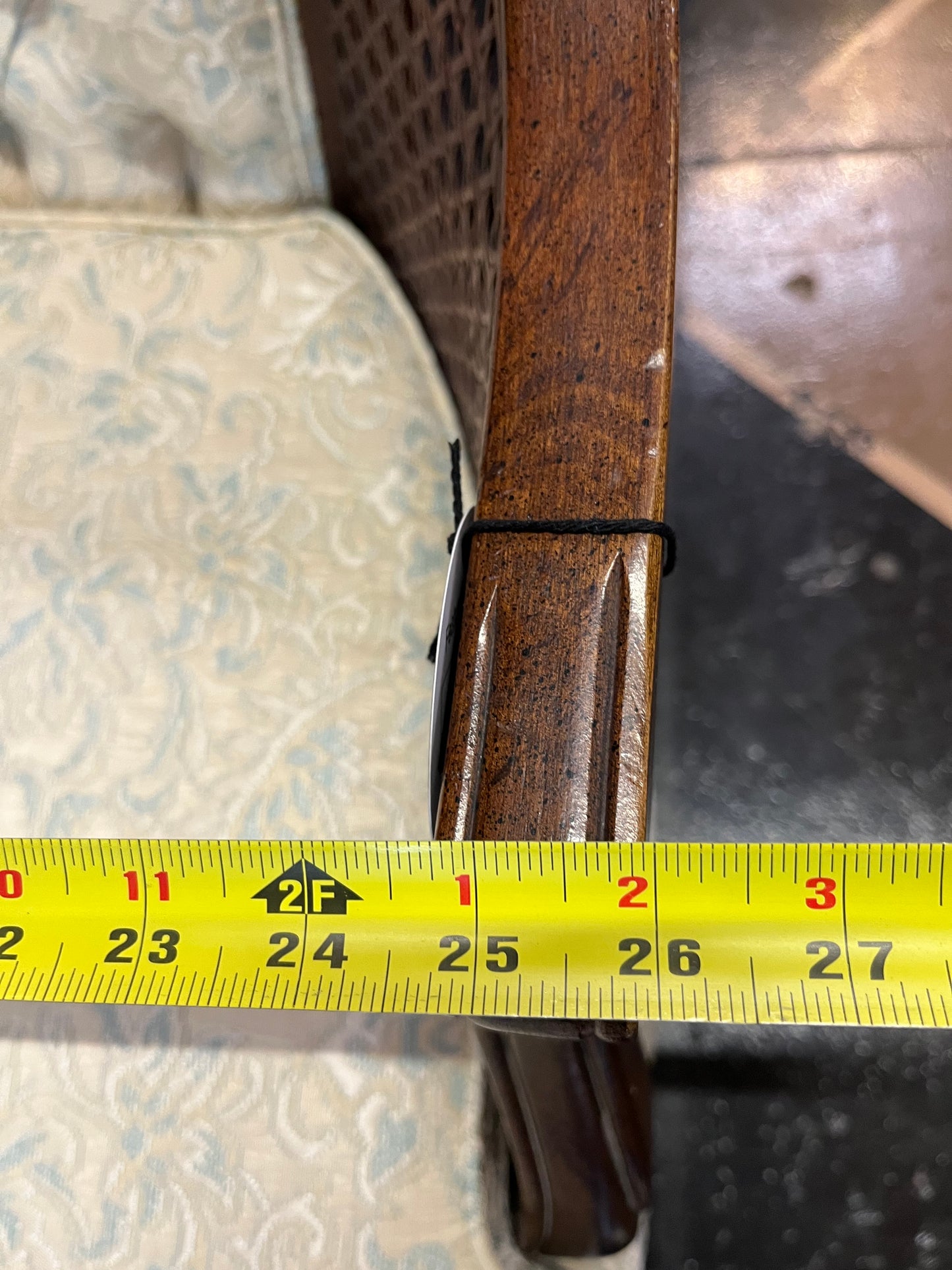 Cane Chair with Blue Floral Fabric