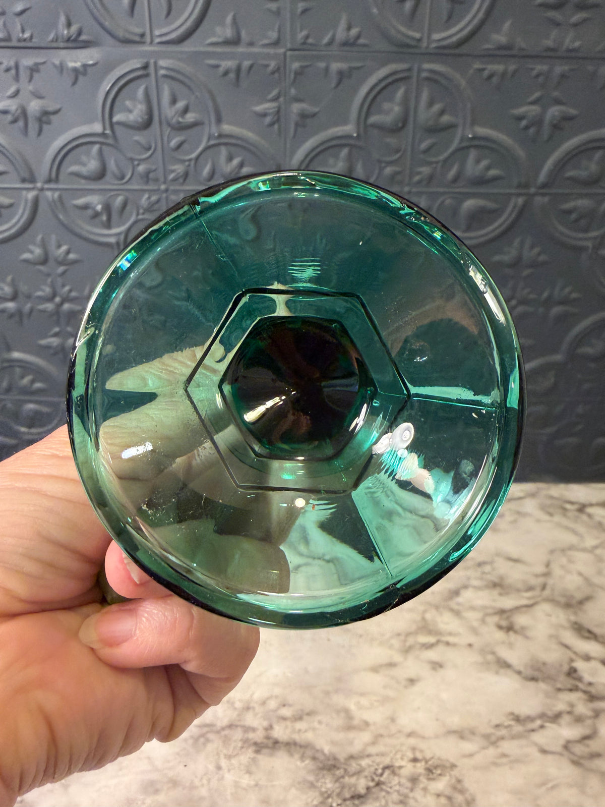 4.25 Green Glass Candle Holder