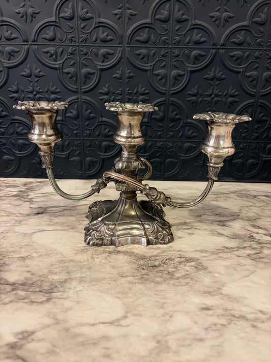 Vintage 3 Arm Coronet Silver Plate Candelabra