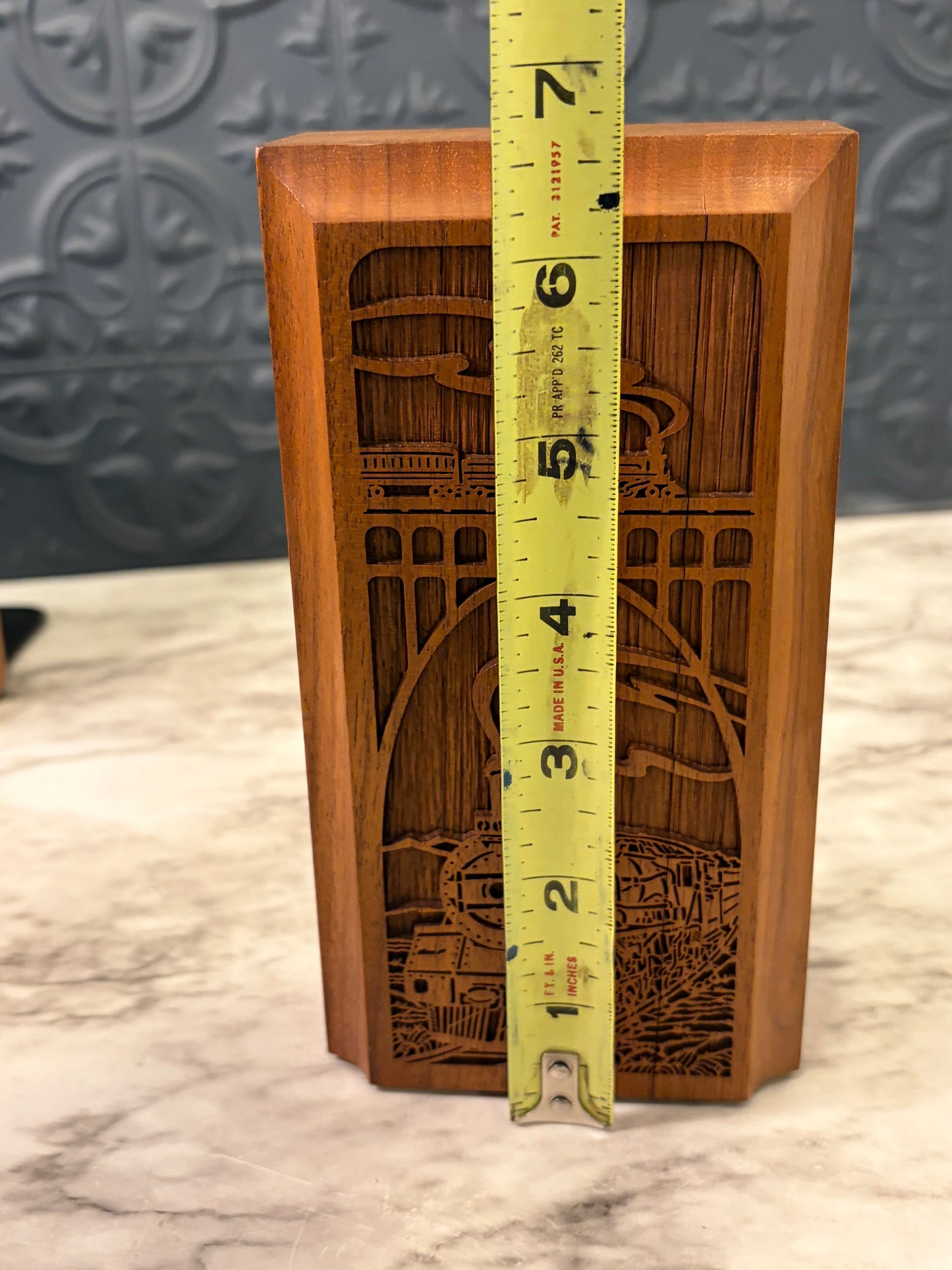 Walnut Wood Lazer Cut Train Bookends